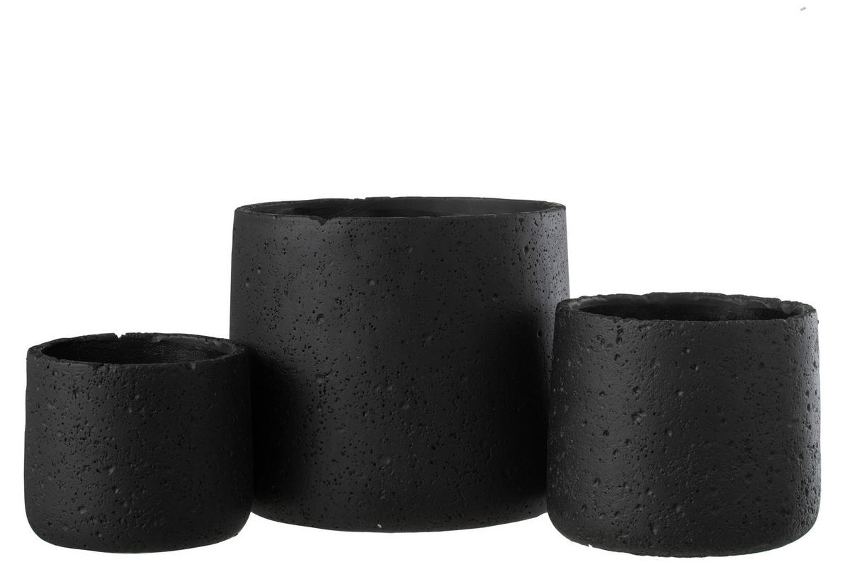 BLUMENTOPF POTINE - Töpferei - Schwarz - L - Ø 19 cm - Schwarz, Keramik (19/17cm) - J-Line