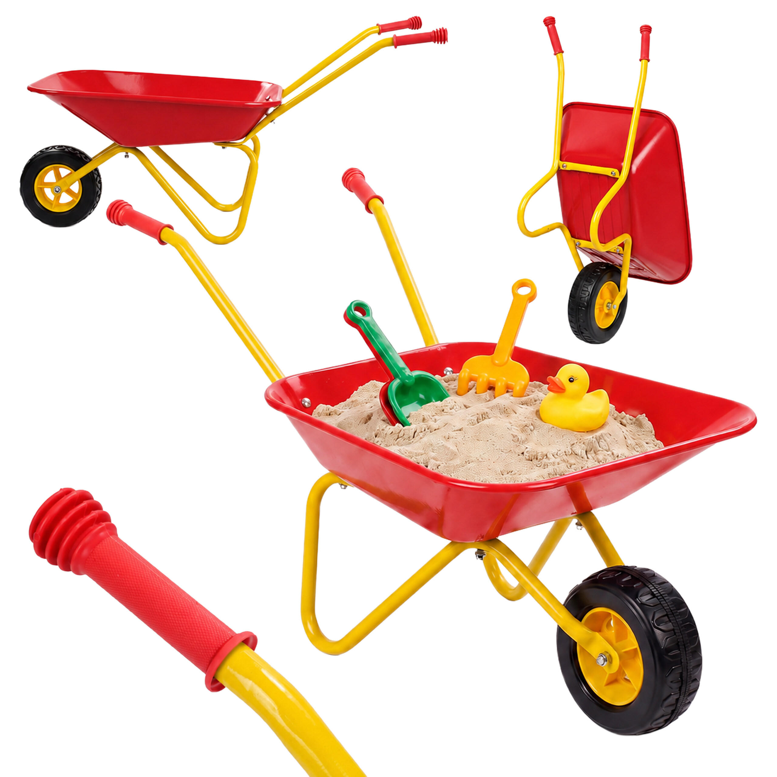 KINDERSCHUBKARRE Rot Metall - Rot, Kunststoff/Metall (74/43/36cm) - Relaxdays