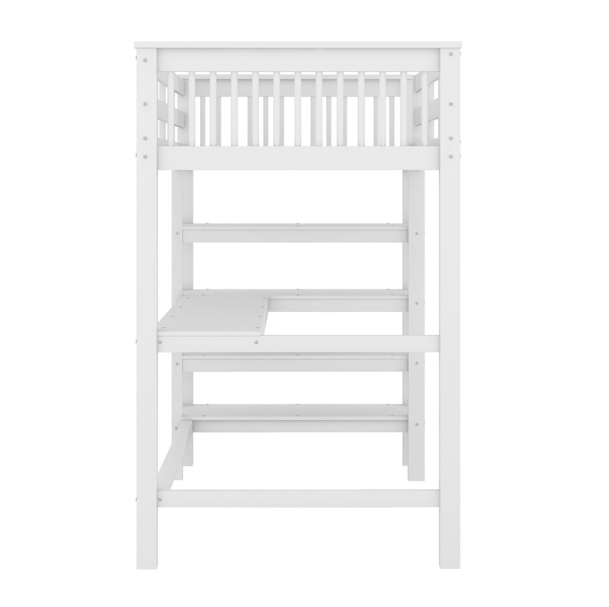 HOCHBETT 90/200 cm Weiß aus Kiefernholz und MDF mit Schreibtisch und Ablagefächern - Weiß, Holzwerkstoff (90/200cm) - OKMYHOME