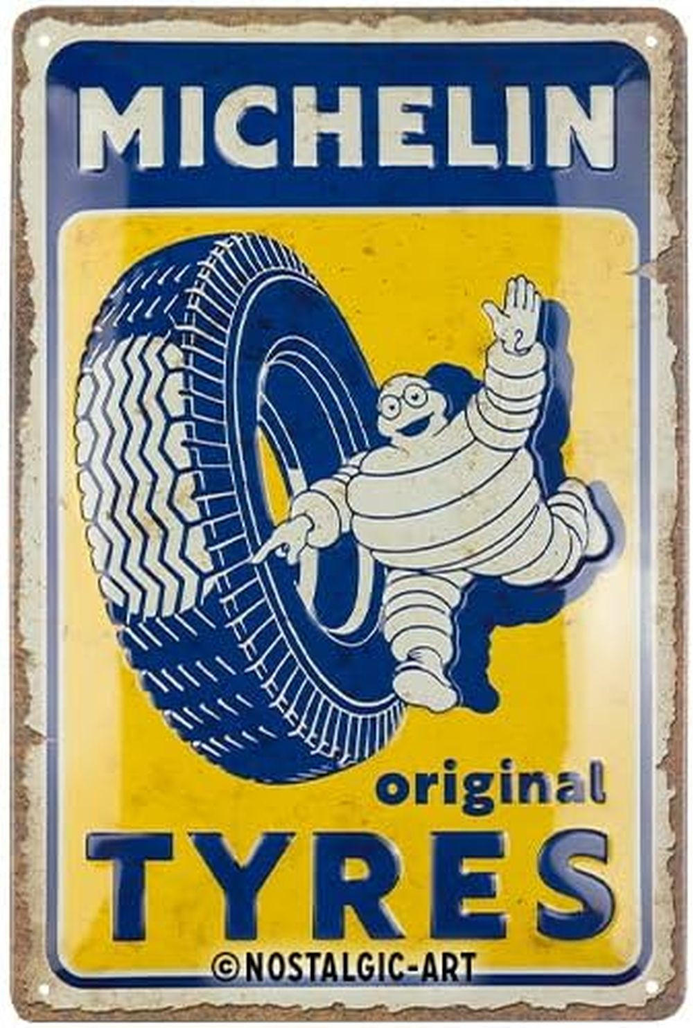 BLECHSCHILD 20/30 cm Michelin Original Tyres - Multicolor, Metall (20/30/0.2cm) - Nostalgic-Art