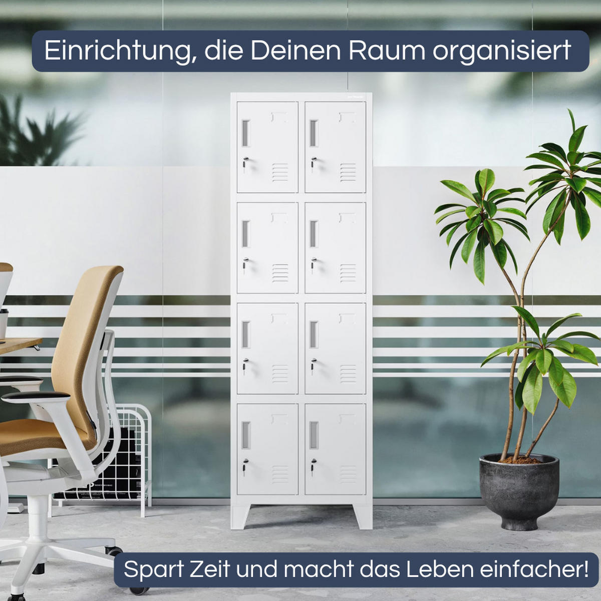 SCHLIESSFACHSCHRANK Spind TAMPA 8 Fächer 172x55,9x45cm Weiß - Weiß, Metall (55.9/172/45cm) - DELUKE