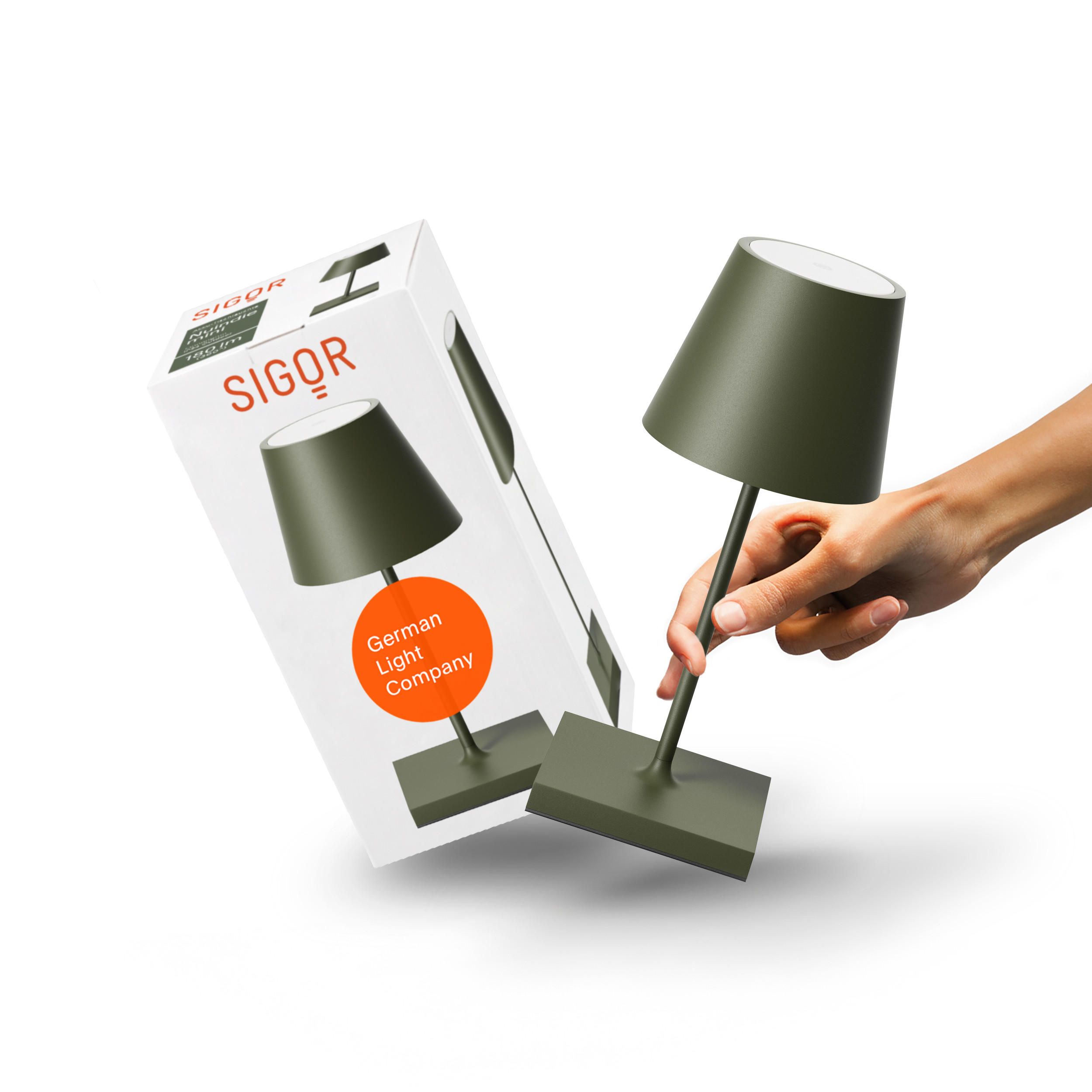 LED Akku-Tischlampe, Nuindie mini 3.0 tannengrün - Grün, Metall (25/10/25cm) - Sigor