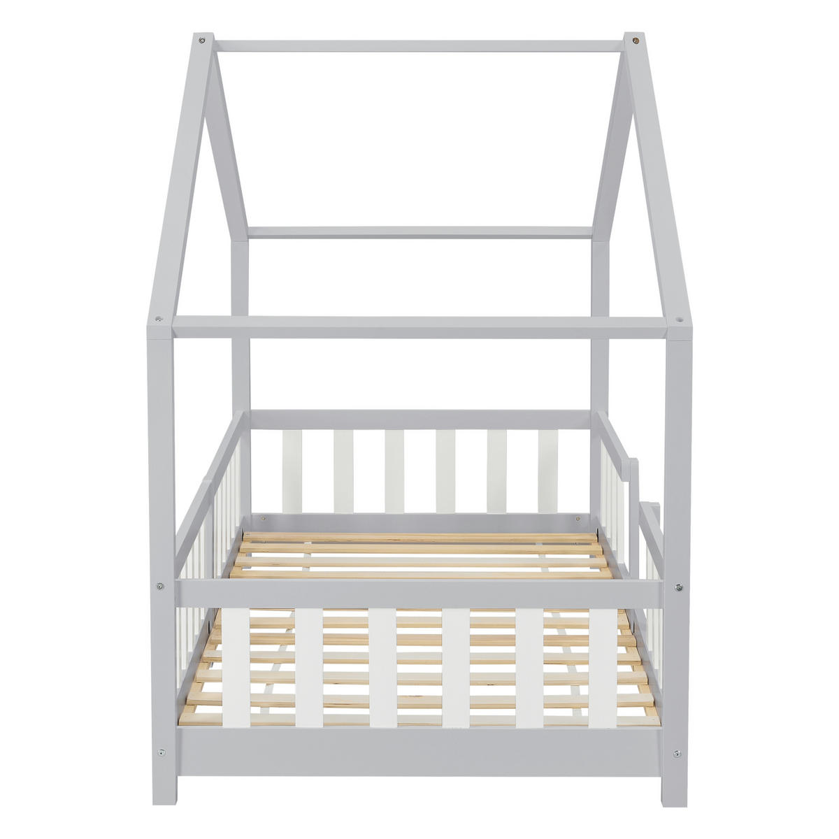 HAUSBETT Treviolo - Hellgrau/Weiß, Holz (90/200cm) - [en.casa]
