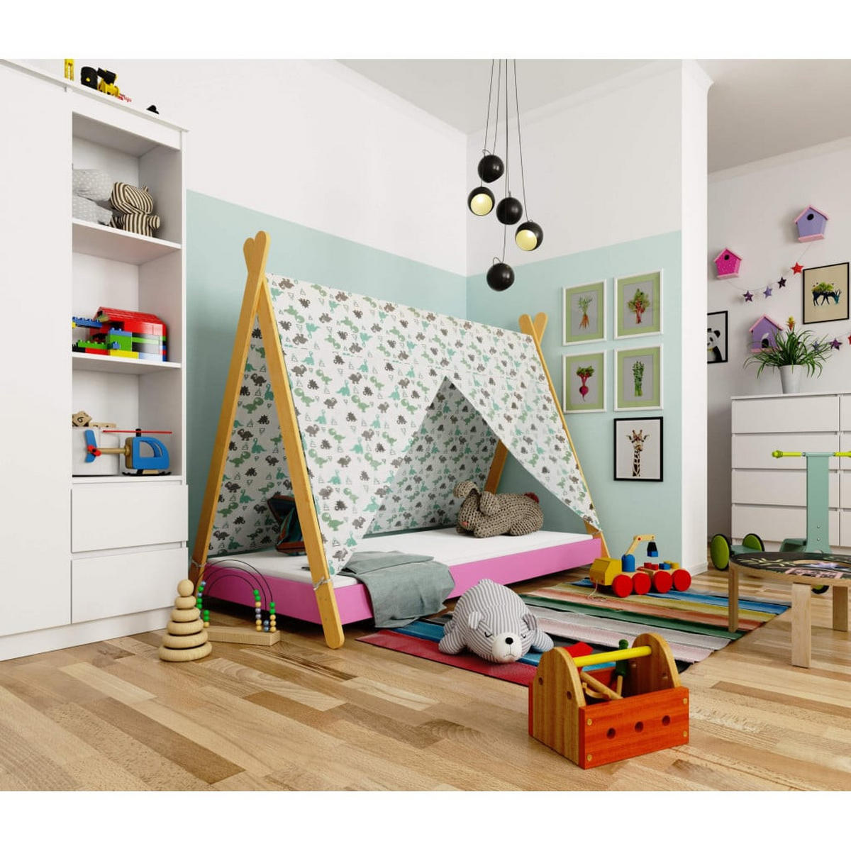 KINDERBETT Rosa 155/85/187 - Rosa, Holzwerkstoff - RAUMHIRSCH FURNITURE