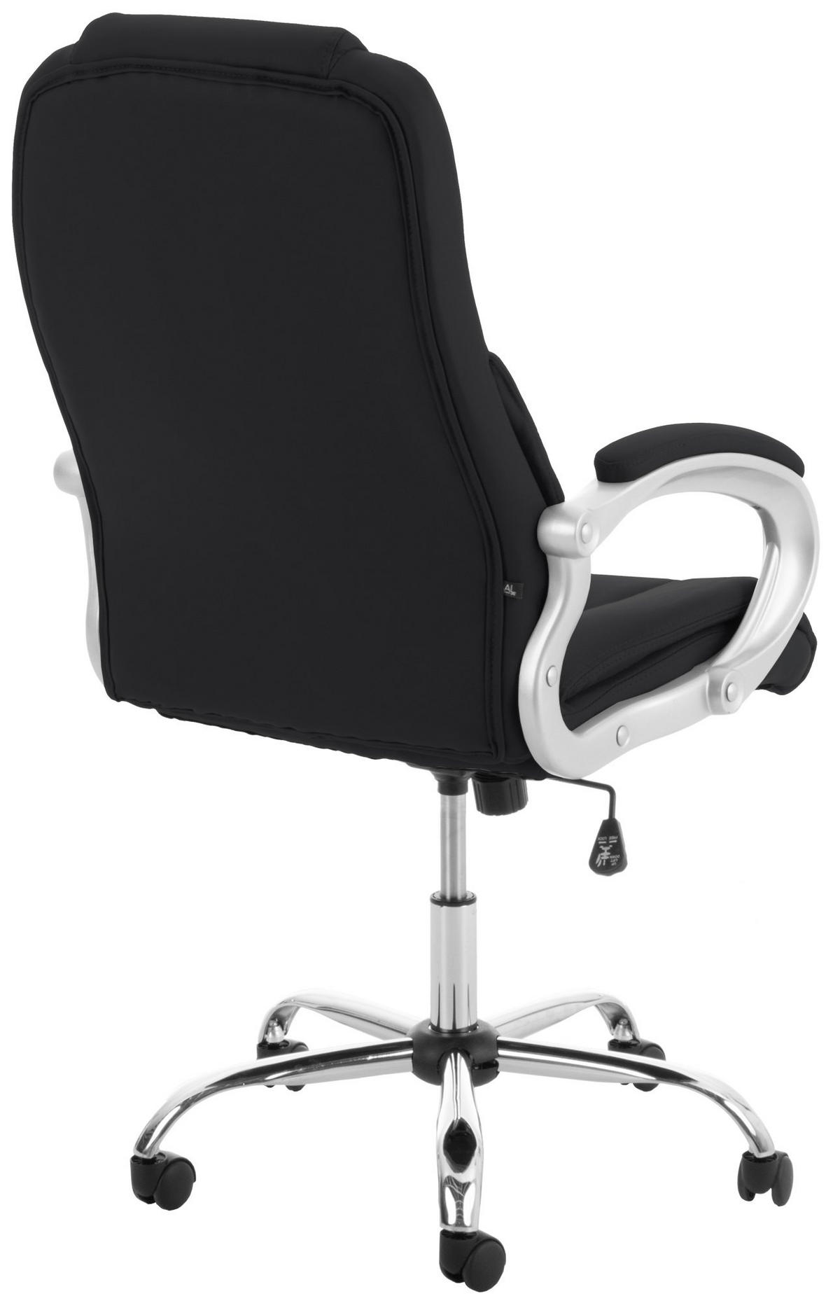 CHEFSESSEL Lederlook Schwarz - Chromfarben/Schwarz, Textil/Metall (66/113/70cm) - CLP