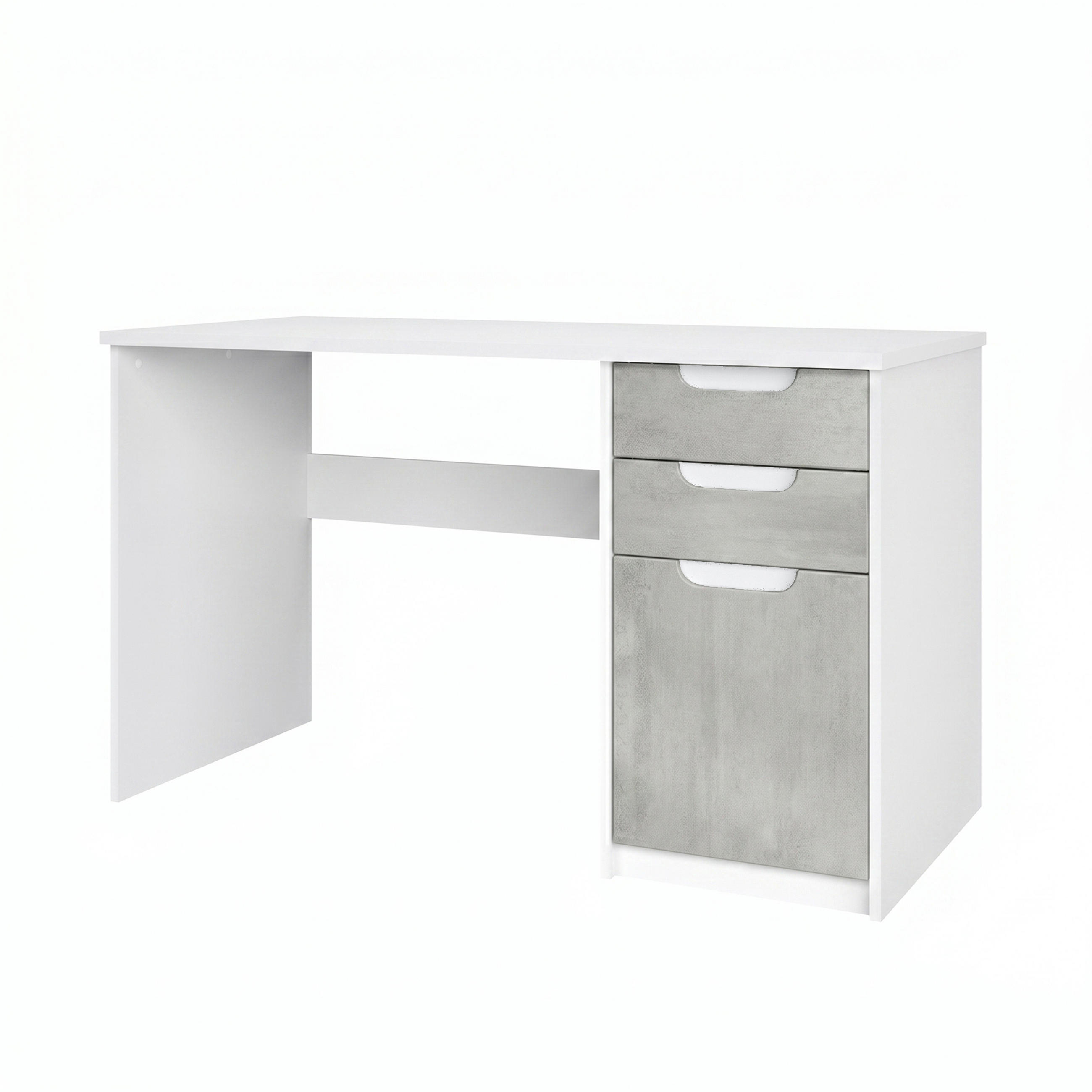 SCHREIBTISCH Logan Fronten in Beton Oxid Optik - Hellgrau, Holzwerkstoff (60/129/76cm) - Vladon