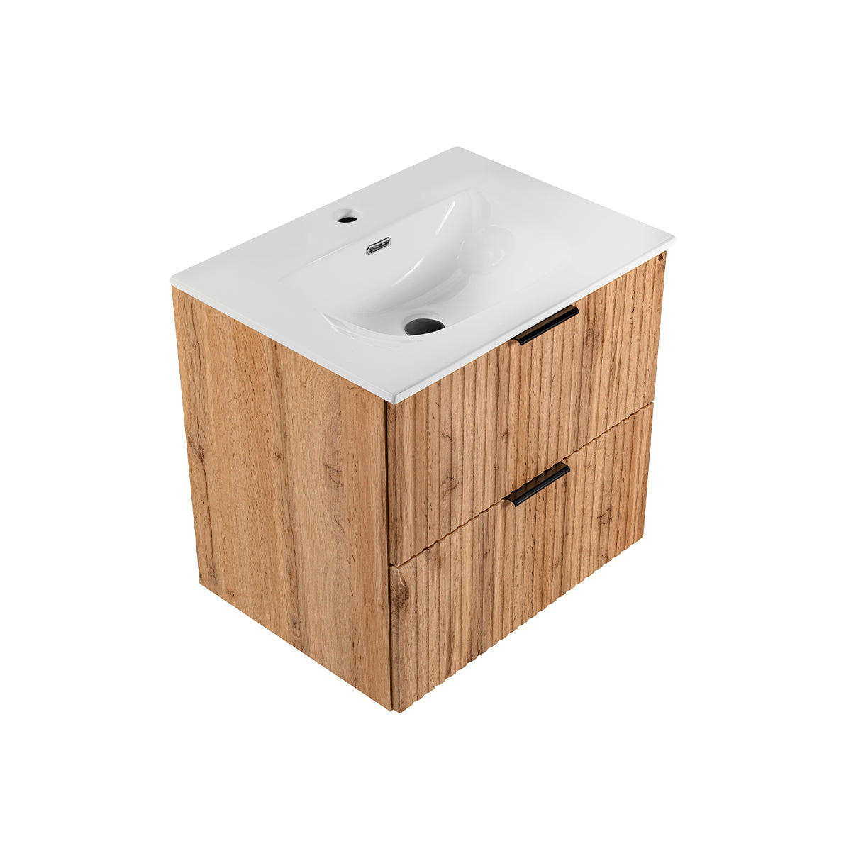 UMIVAONIK 60.2cm Adriel Drvo s efektom hrasta - smeđa, drvni materijal (60.2/57/46cm) - Petits-meubles