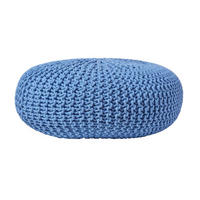STRICK-POUF blau, Bodenkissen rund 70/70/23 cm - Blau, Textil (70/23/70cm) - Homescapes