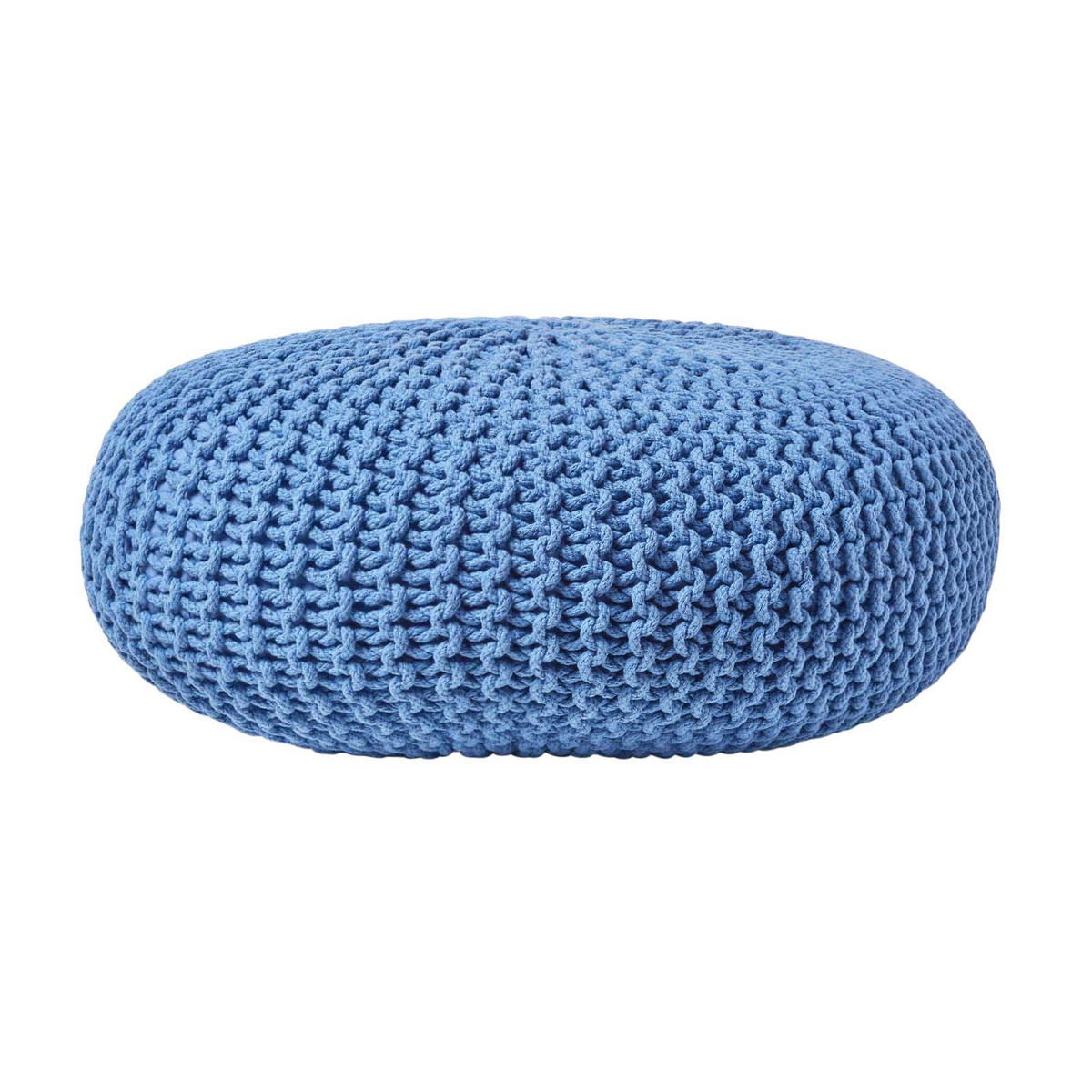 STRICK-POUF blau, Bodenkissen rund 70/70/23 cm - Blau, Textil (70/23/70cm) - Homescapes