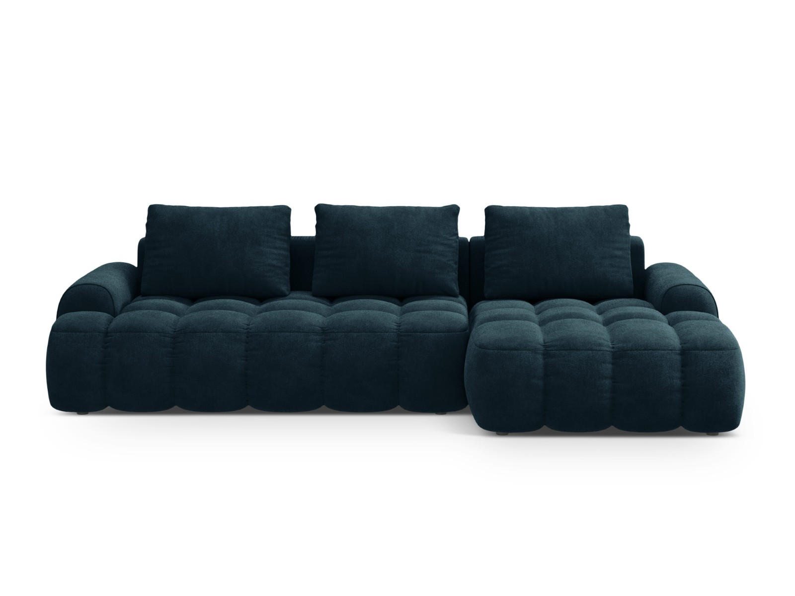 AUSKLAPPBARES-ECKSOFA rechts mit Container Linz aus Samt petrol 3 Sitzplätze - Petrol, Textil (142/275cm) - Cosmopolitan Design