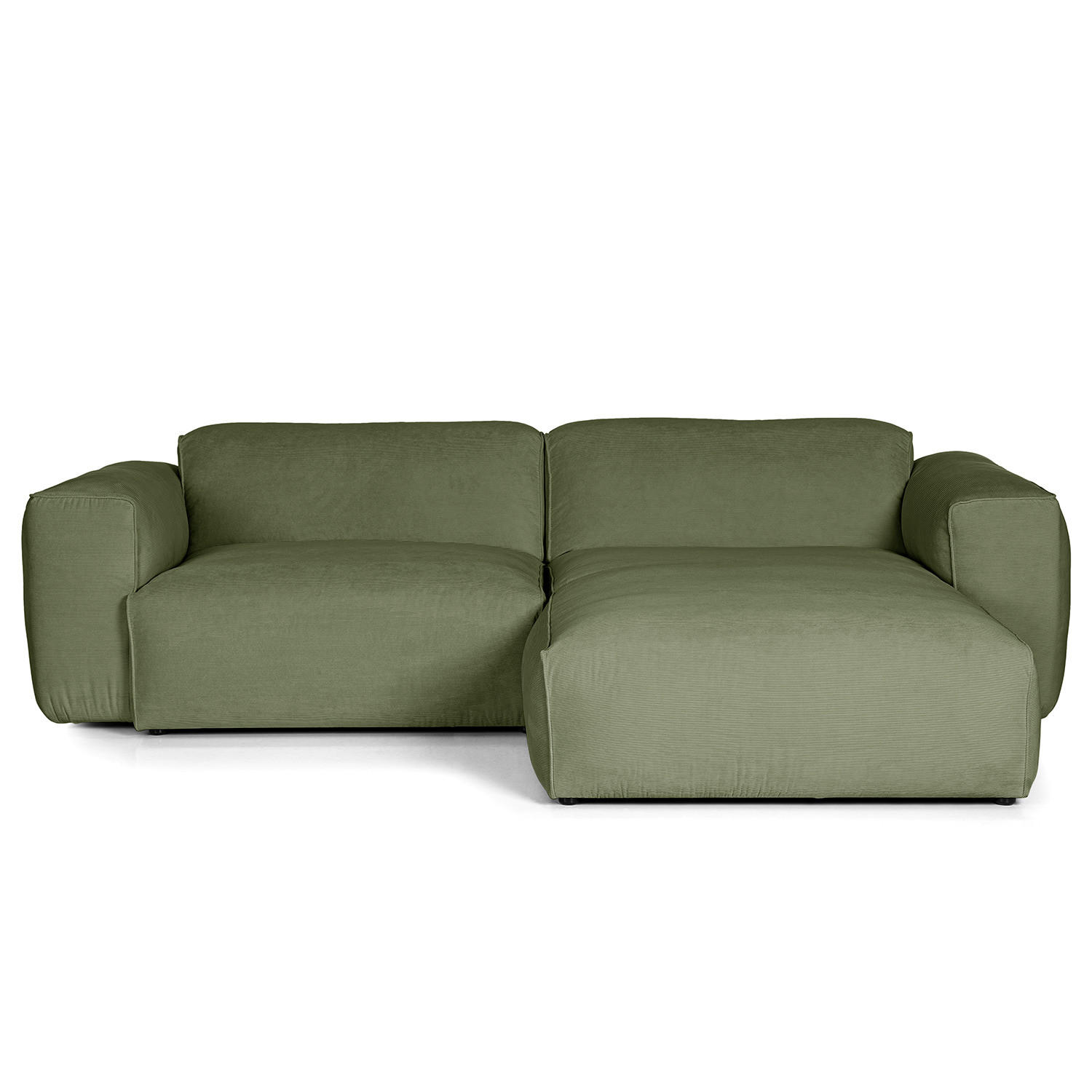 1,5-SITZER ECKSOFA mit Longchair - Dunkelgrün/Schwarz, Textil (260/173cm) - home24