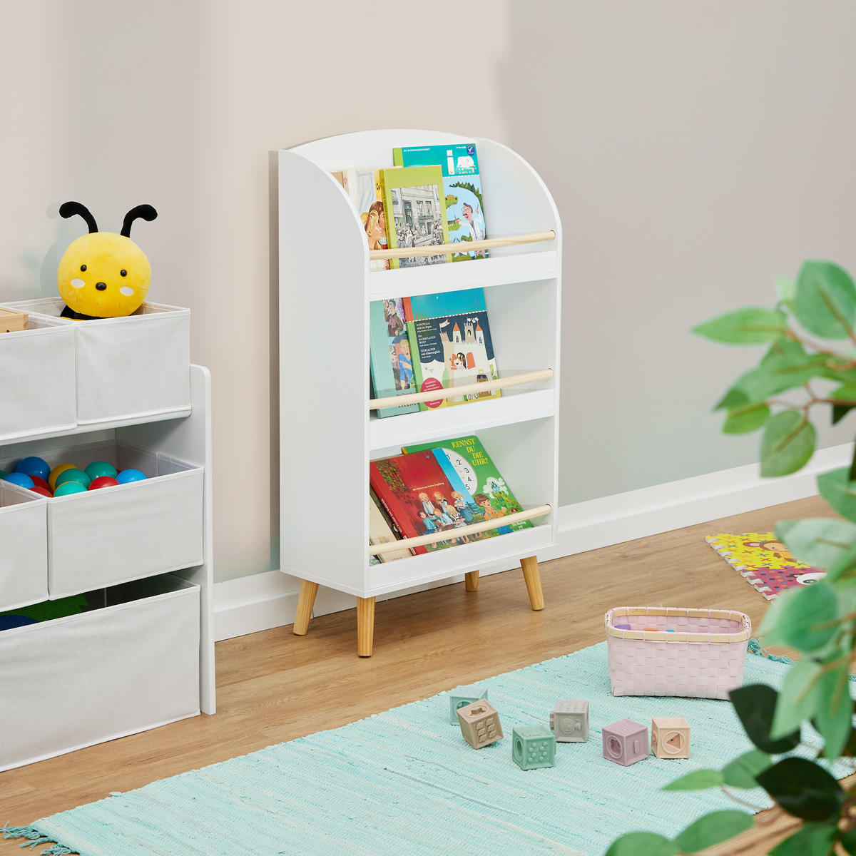 KINDERBÜCHERREGAL - Weiß, Holz/Holzwerkstoff (50/95.5/24cm) - Relaxdays