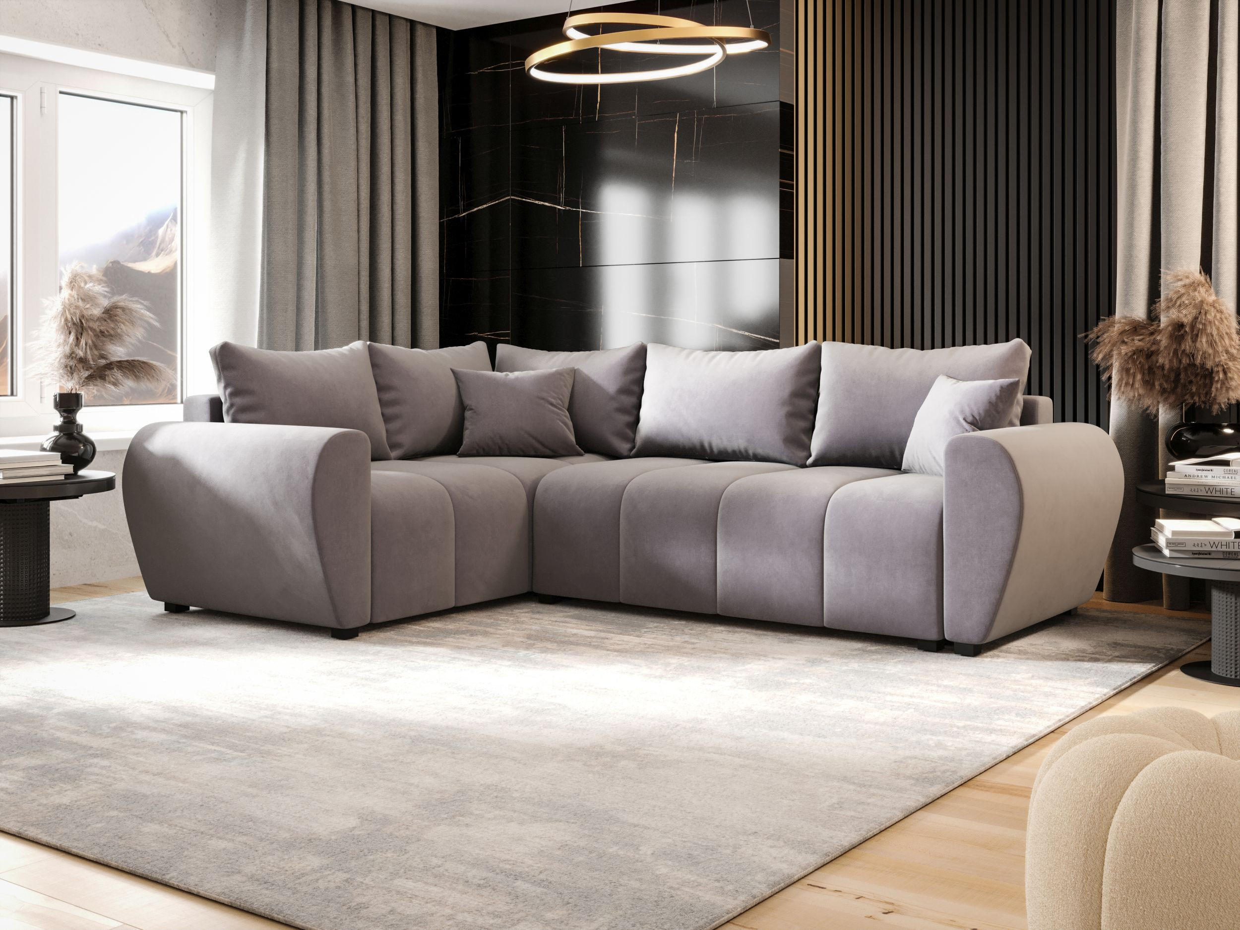 ECKSOFA MOLISA L PLUS Itaka 50 Links mit Schlaffunktion - Grau, Textil (235/175cm) - Bedante