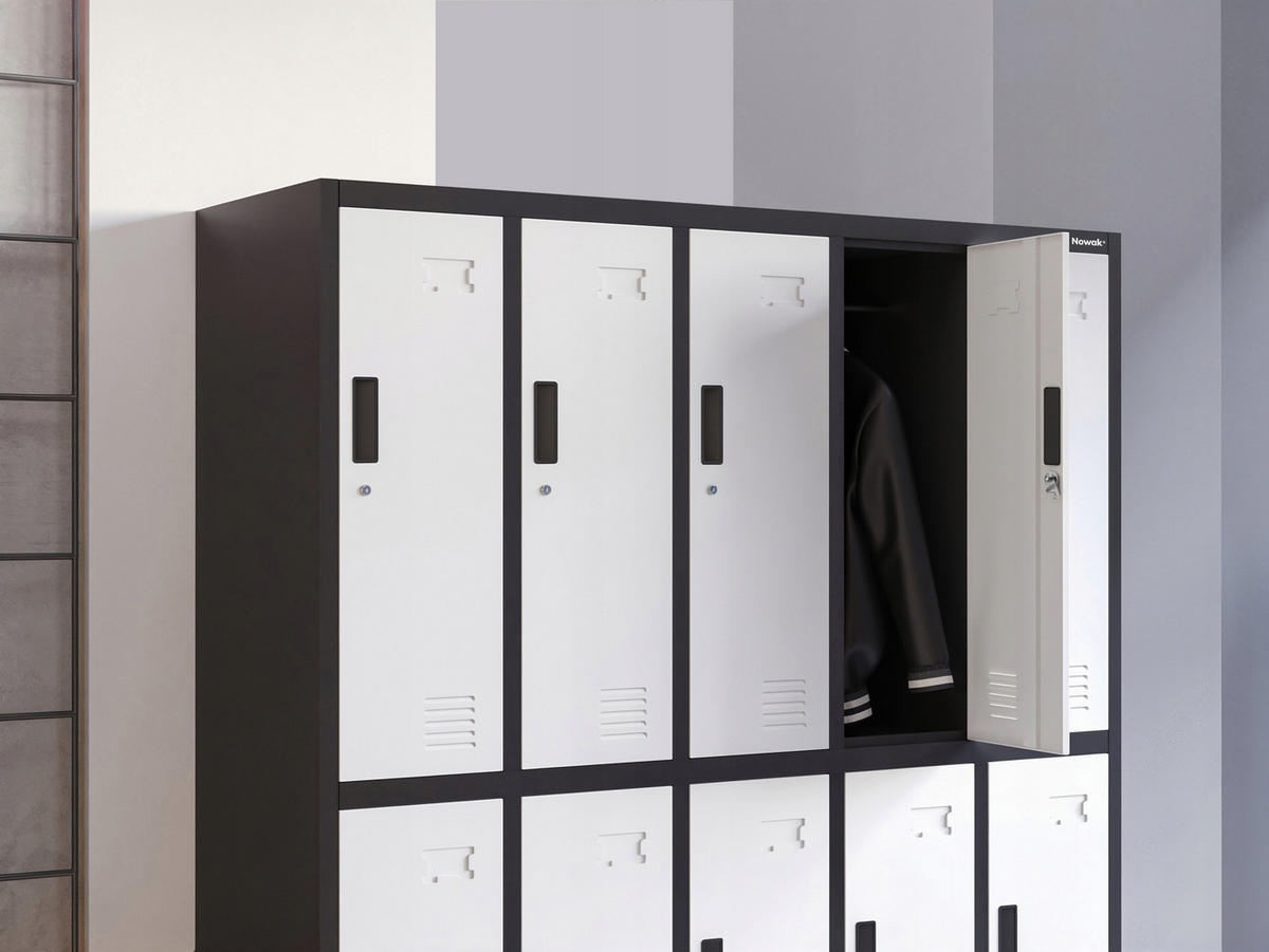 SCHLIESSFACHSCHRANK Bartek - Anthrazit/Weiß, Metall (136/172/45cm) - Jan Nowak