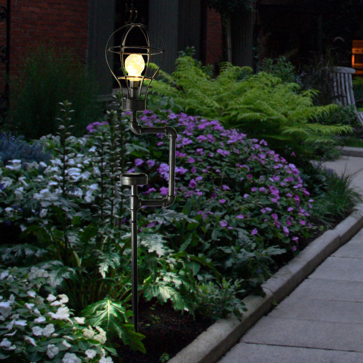 LED AUSSENLEUCHTE KONSTANTIN antik-Schwarz - Schwarz, Metall (20/20/65cm)