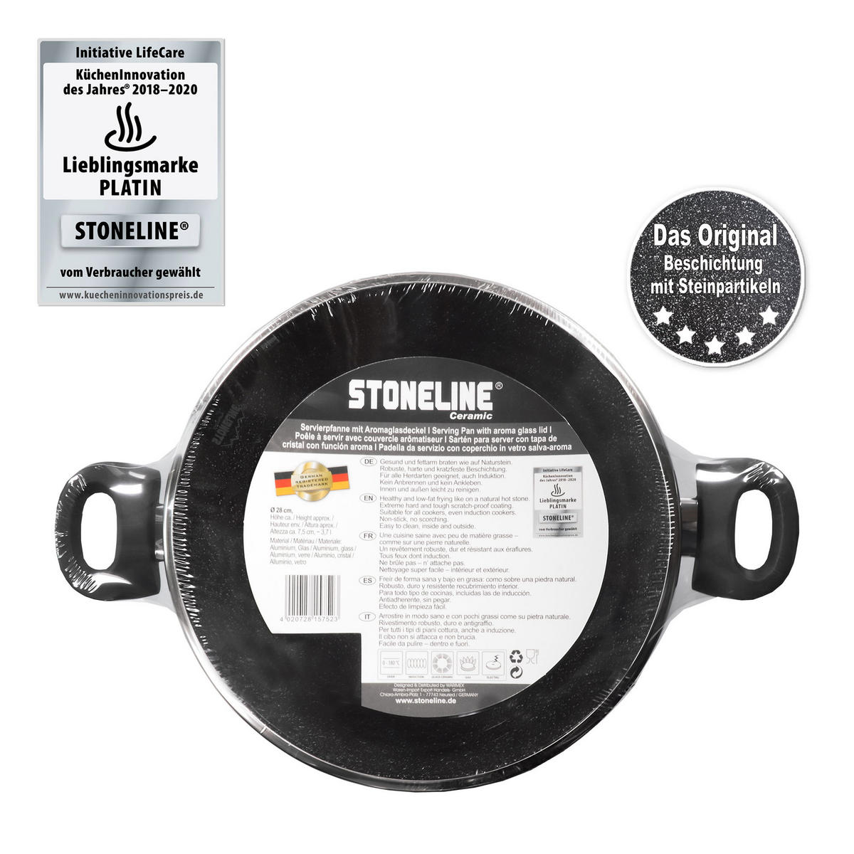 SERVIERPFANNE - Grau, Metall (28cm) - Stoneline
