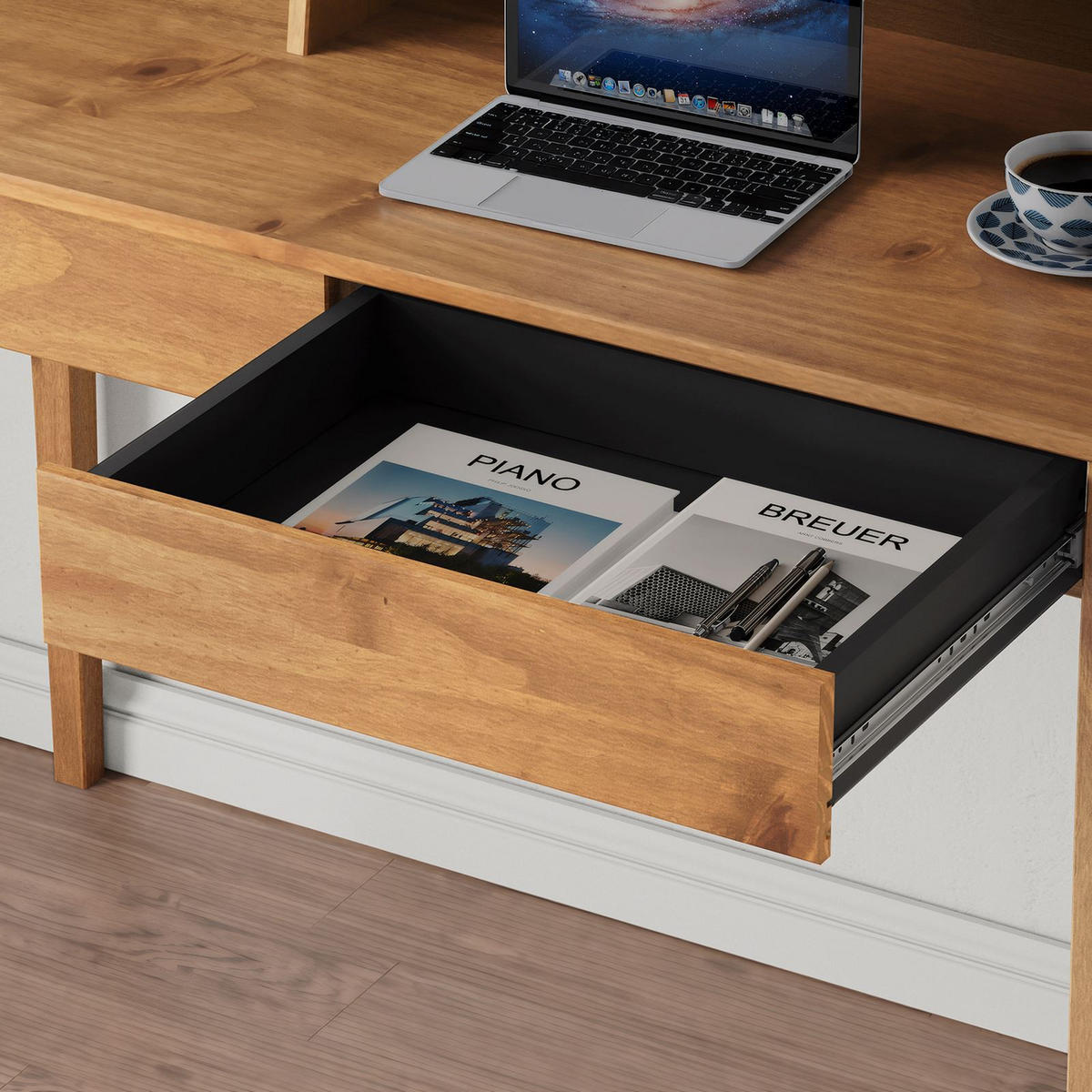 SCHREIBTISCH ALISA Eiche - Eichefarben, Holz (54/114/122cm) - IDIMEX