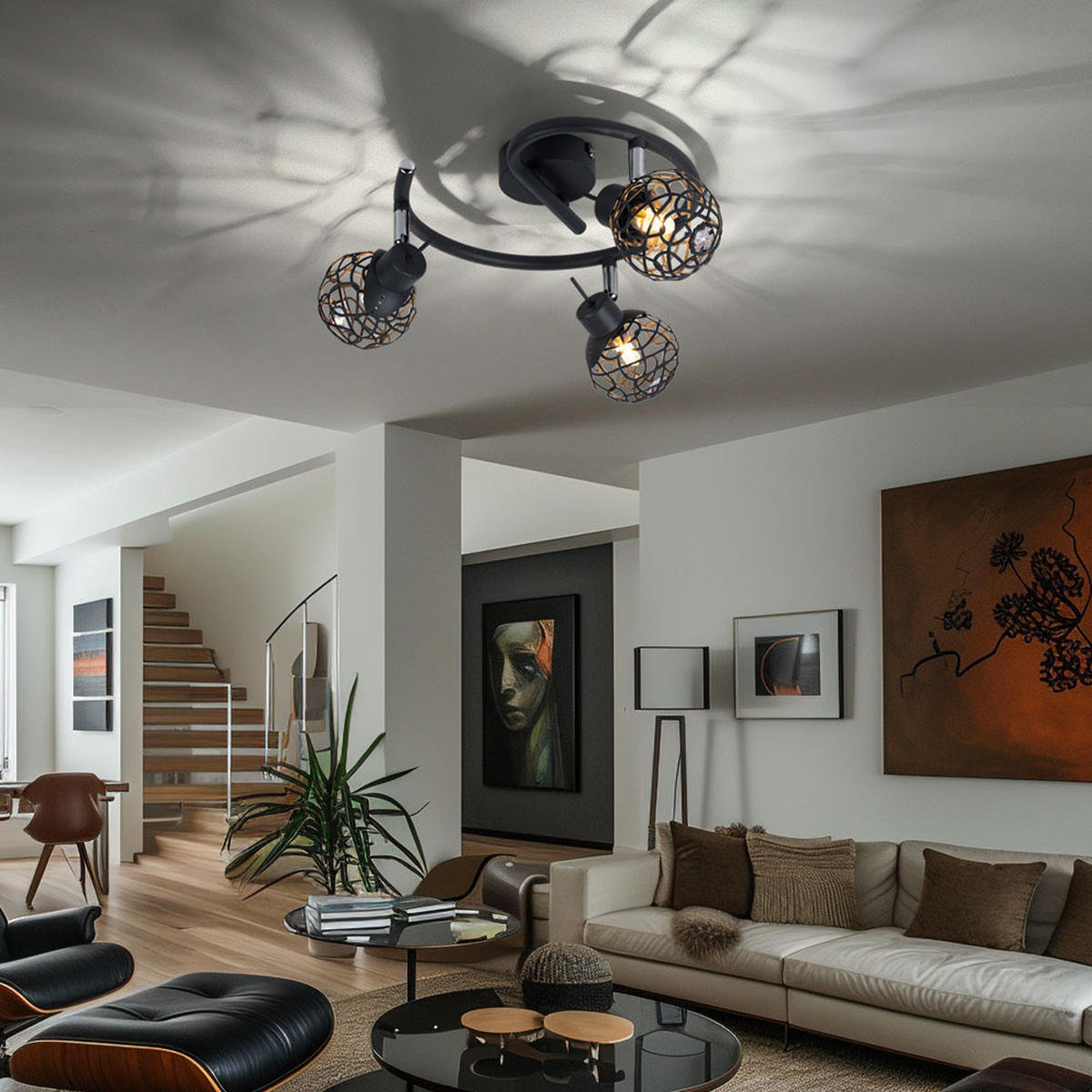 DECKENLEUCHTE Metall Grau Kristalloptik - Grau, Metall (25/25/14cm) - Globo Lighting