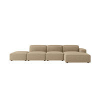 ECKSOFA Cursal L-Form, Stoff Artico, Beige + Hocker, Rechts - Sandfarben, Holz (341/166cm) - Kaiser Möbel