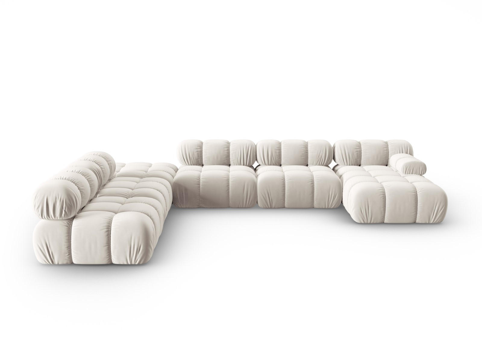 MODULARES-PANORAMASOFA links Bellis aus Samt leichtes beige 7 Sitzplätze - Creme, Textil (282/63/379cm) - Micadoni