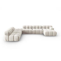 MODULARES-PANORAMASOFA links Bellis aus Samt leichtes beige 7 Sitzplätze - Creme, Textil (282/63/379cm) - Micadoni