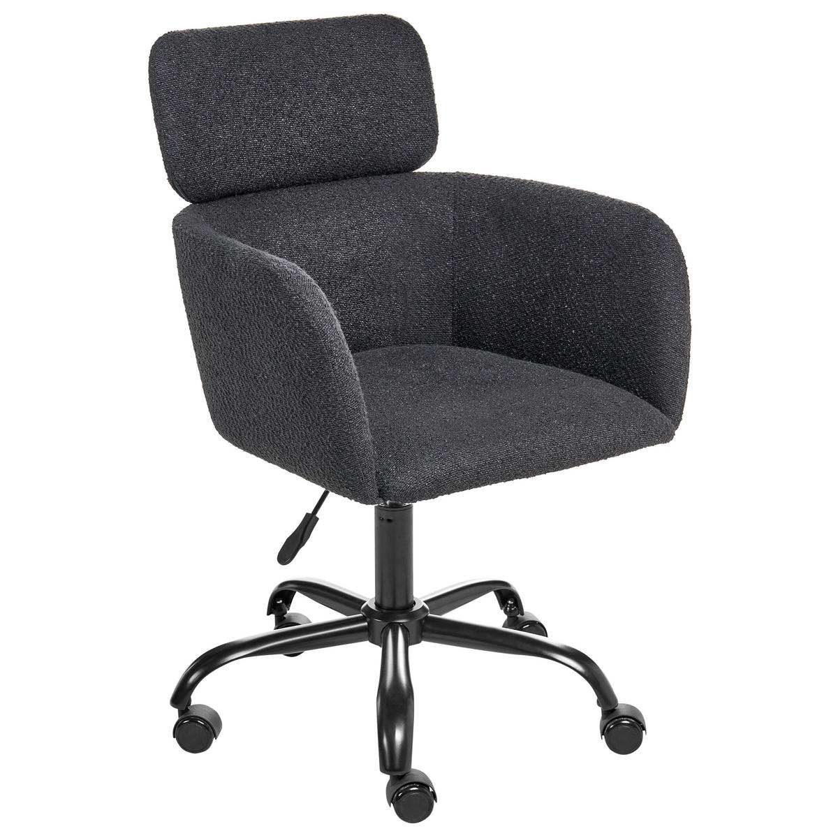 SCHREIBTISCHSTUHL Bouclé Schwarz Alena - Schwarz, Textil (60/84/60cm) - Beliani