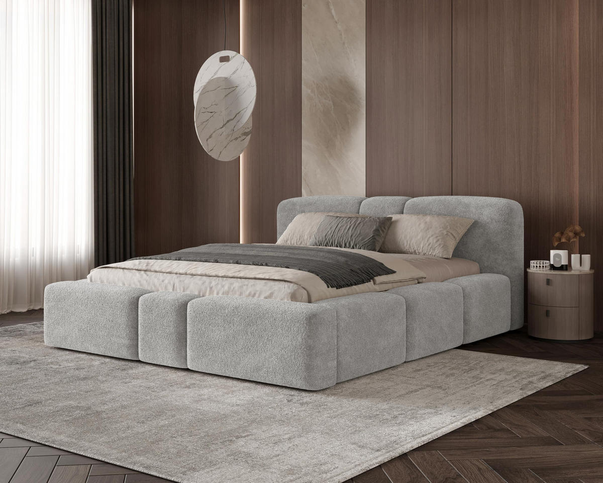 POLSTERBETT Monte160x200 cm- Bettkasten und Stauraum - Doppelbett mit Stabilem Metallrahmen - Monte-Stoff- Grau - Grau, Holzwerkstoff (160/200cm) - Chilly