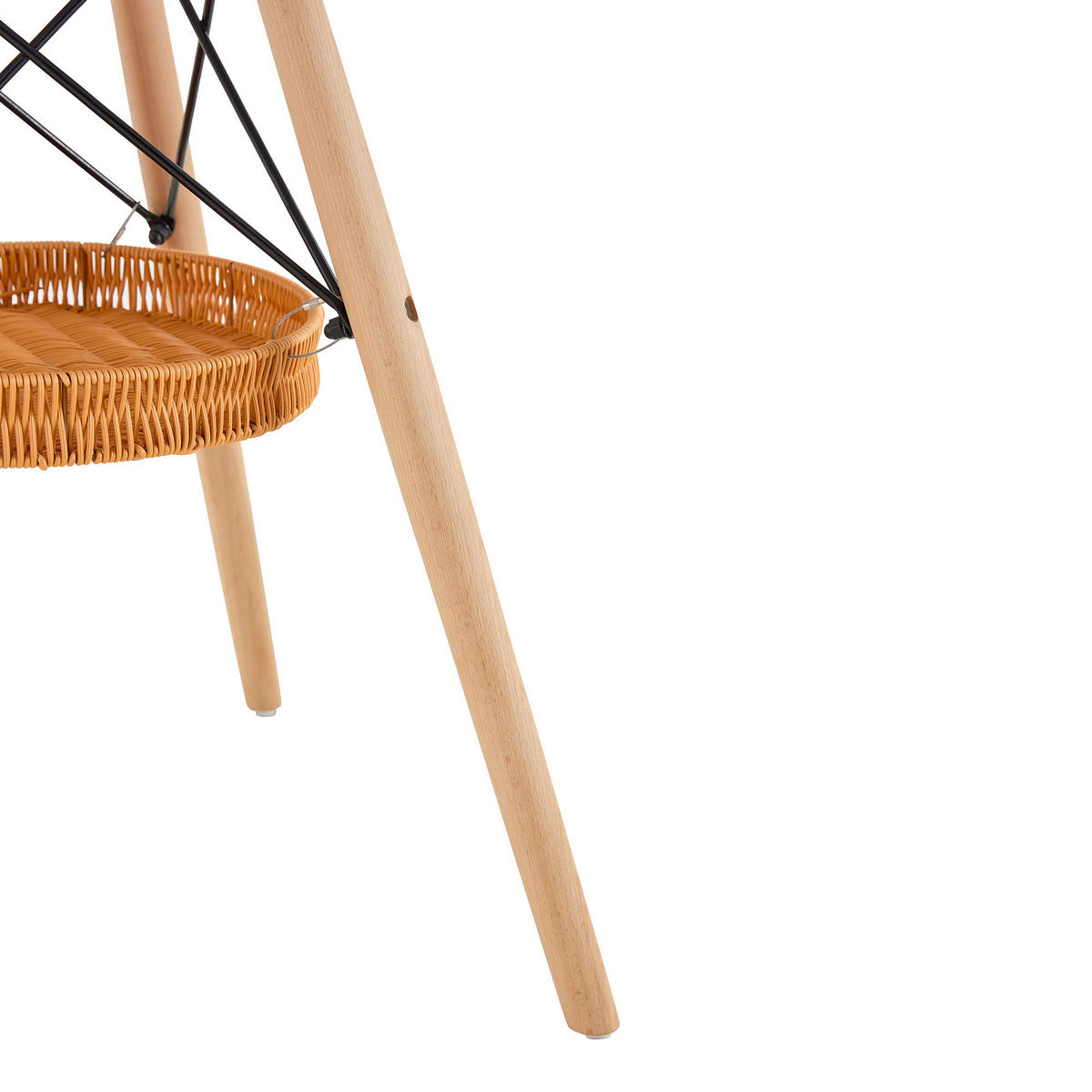 ESSTISCH in Naturfarben|Schwarz Küchentisch mit MDF-Tischplatte, Massivholzbeinen und geflochtener Ablage, B80/T80/H71.5cm - Schwarz/Naturfarben, Holzwerkstoff/Metall (80/80/71.5cm) - STILVORA