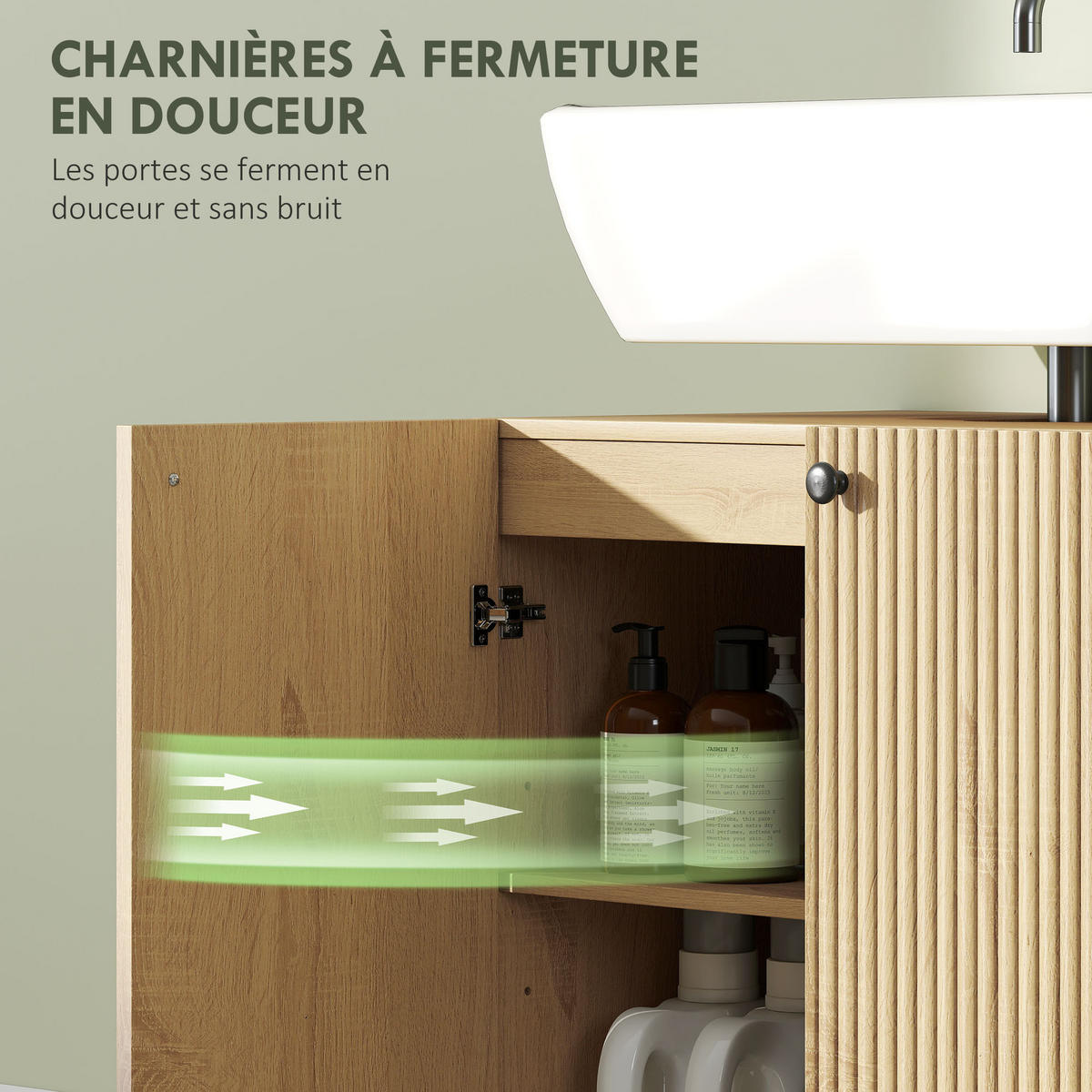 WASCHBECKENUNTERSCHRANK DE-15929 mit Soft-Close-Türen Naturholz - Naturfarben, Holzwerkstoff (60/58.5/39.8cm) - ComfortXL