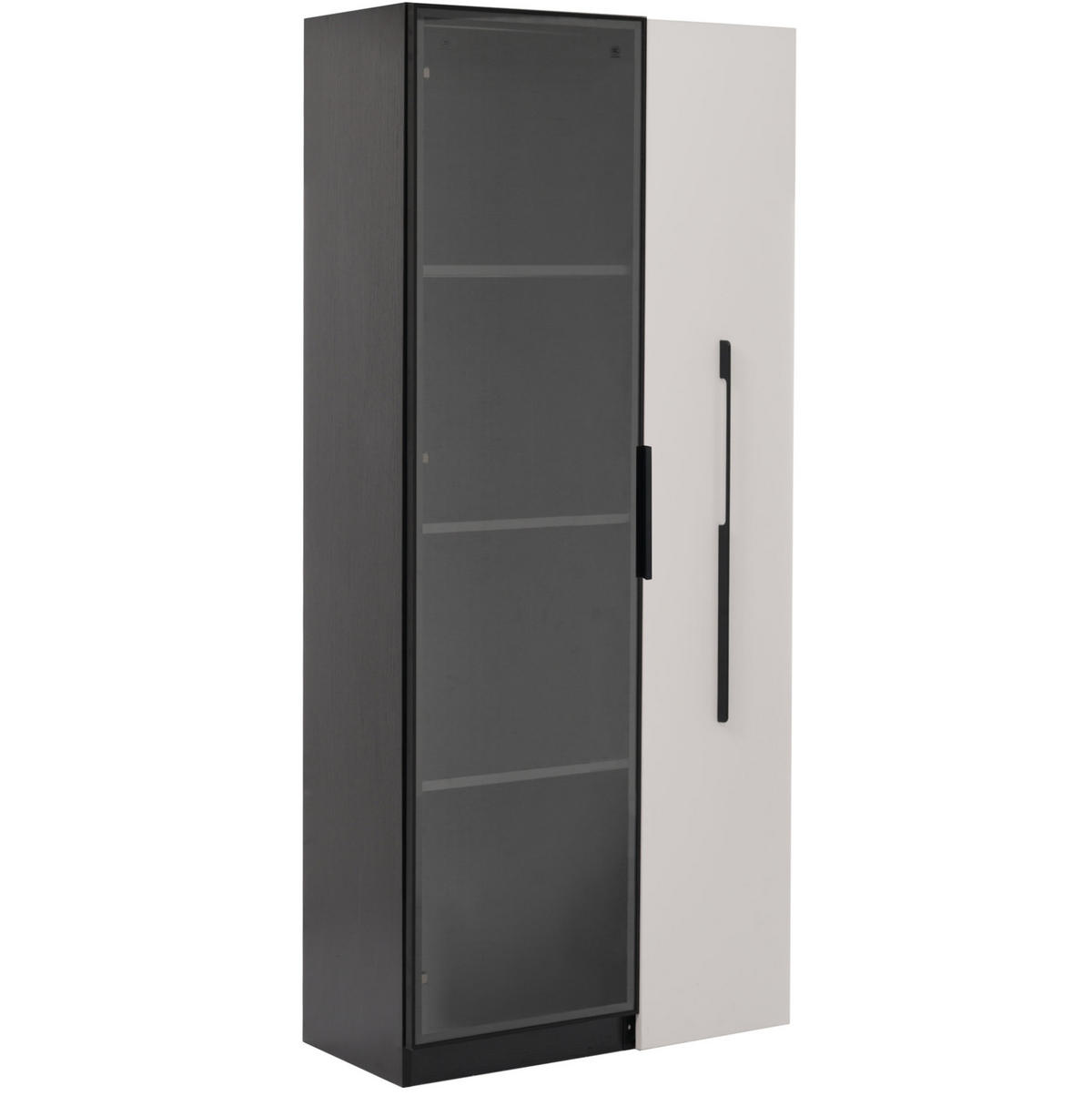 VITRINENSCHRANK mit LED und seitlichem Auszug 70x40x160 cm MDF Black White - Schwarz, Holzwerkstoff (40/160/70cm) - Beauniv