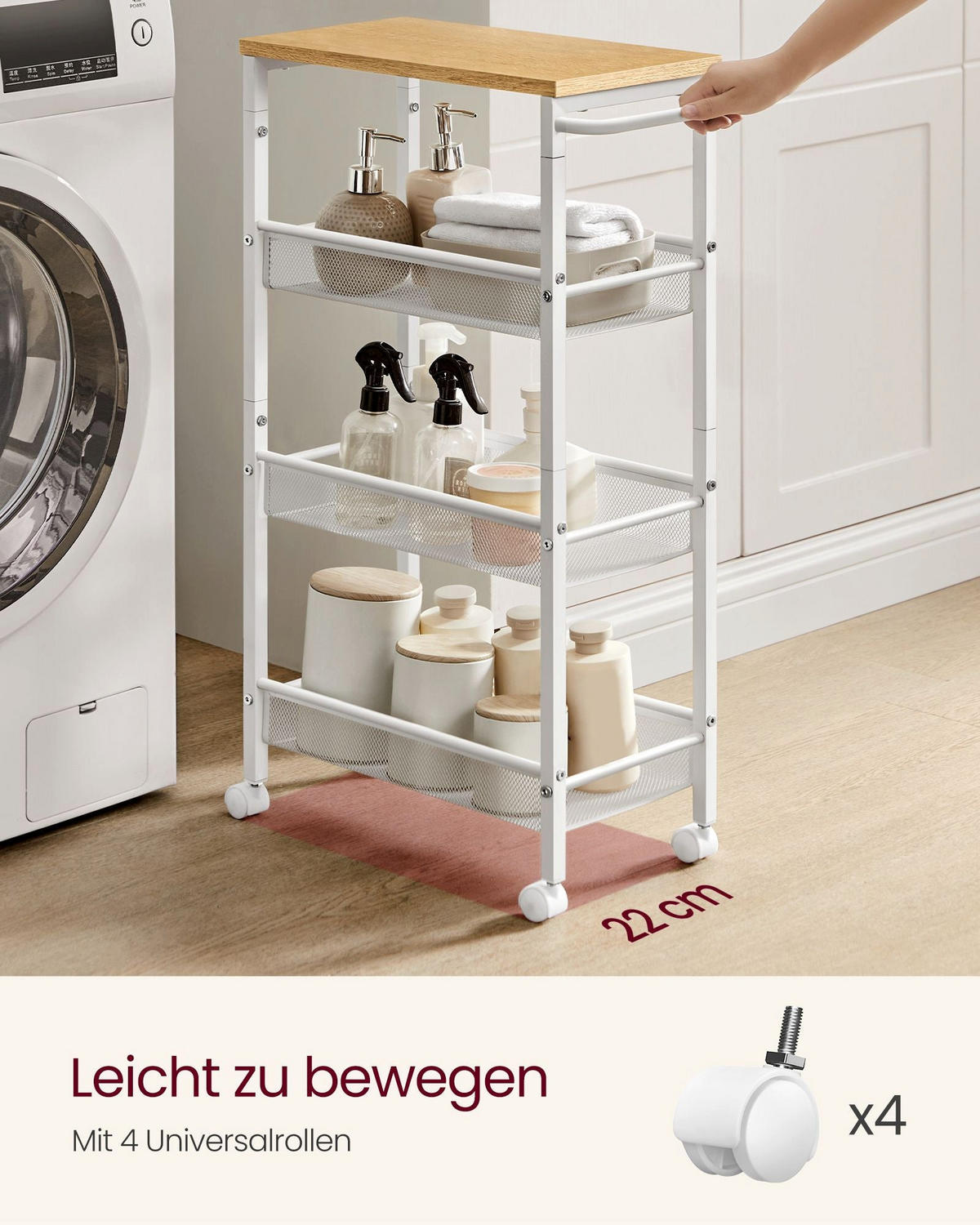 ROLLWAGEN CASTRIES - Weiß, Holzwerkstoff (45.5/77/22cm) - Hansiro