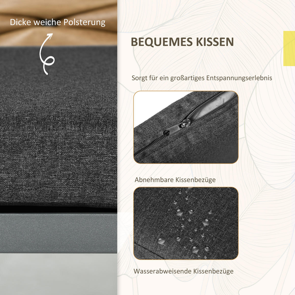 GARTENMÖBEL Set, Stahl, Schwarz - Schwarz, Kunststoff/Metall - Outsunny