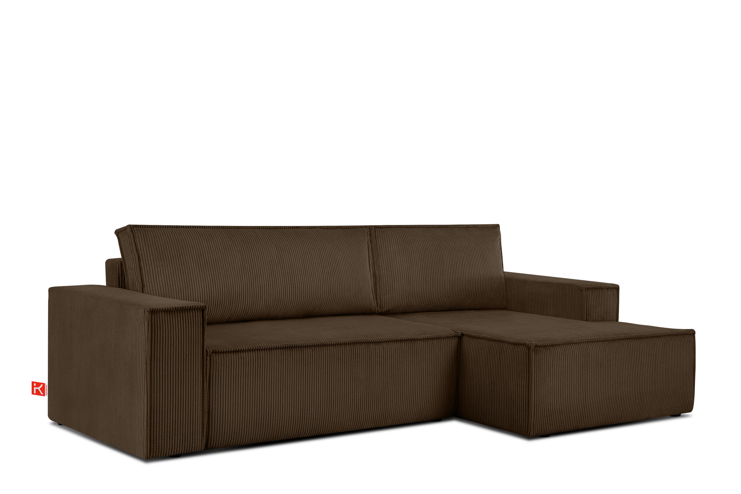 ECKSCHLAFSOFA-RECHTS NAPI in Pet Friendly Cord-Stoff, dunkelbraun - Dunkelbraun/Schwarz, Textil (262/148cm) - KONSIMO®