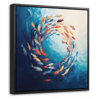 LEINWAND Bilder mit Rahmen - Meer - Fische - Bunt - Dynamisch - 20x20 - Hellblau, Textil (20/20cm) - MuchoWow