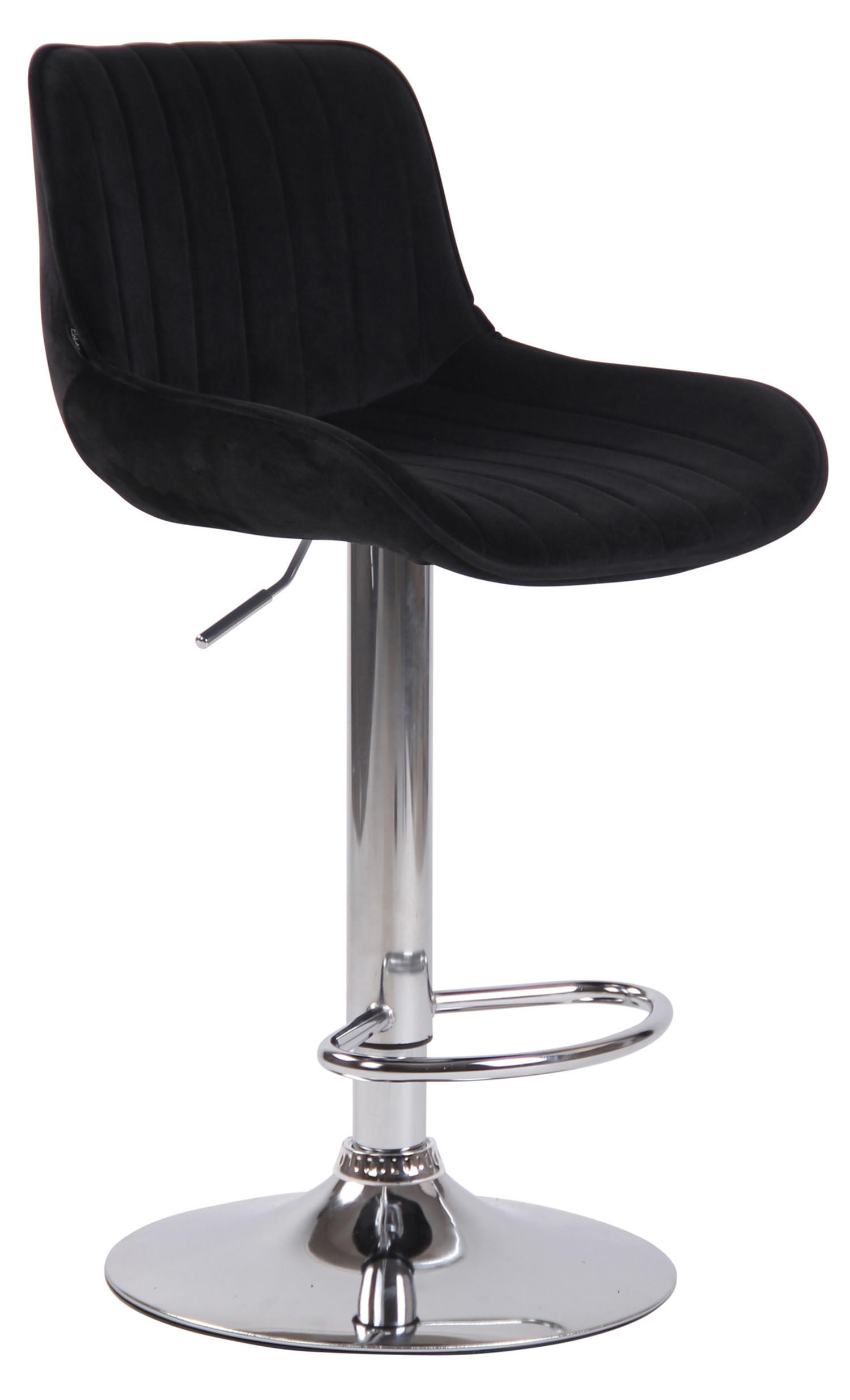 BARHOCKER Lento, Gestell Metall in Chromoptik, Samt Schwarz - Chromfarben/Schwarz, Textil/Metall (50/100/50cm) - TPFLiving