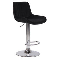 BARHOCKER Lento, Gestell Metall in Chromoptik, Samt Schwarz - Chromfarben/Schwarz, Textil/Metall (50/100/50cm) - TPFLiving