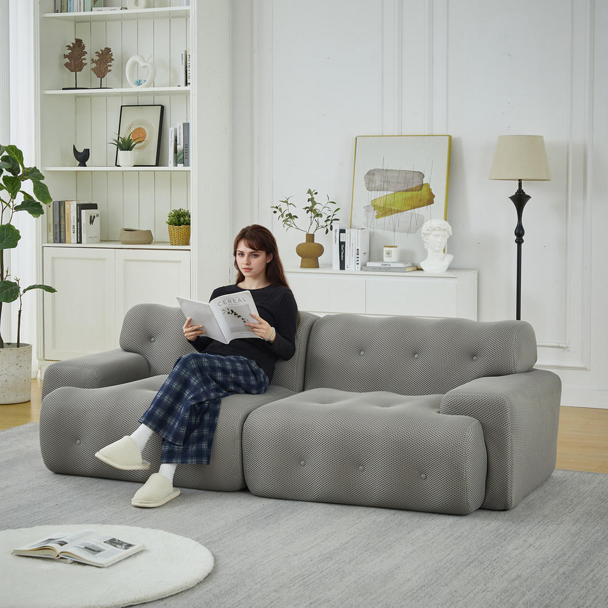 2-SITZER-SOFA Geschwungen 224cm Grau - Grau, Textil (104/66/224cm) - Raelunyi