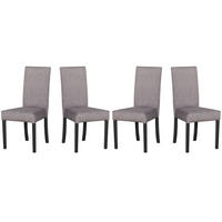 ESSZIMMERSTUHL - Set 4x Roma 2, schwarz, zetta 302  - Hellgrau/Schwarz, Holz (45/97/41cm) - Leaf Design