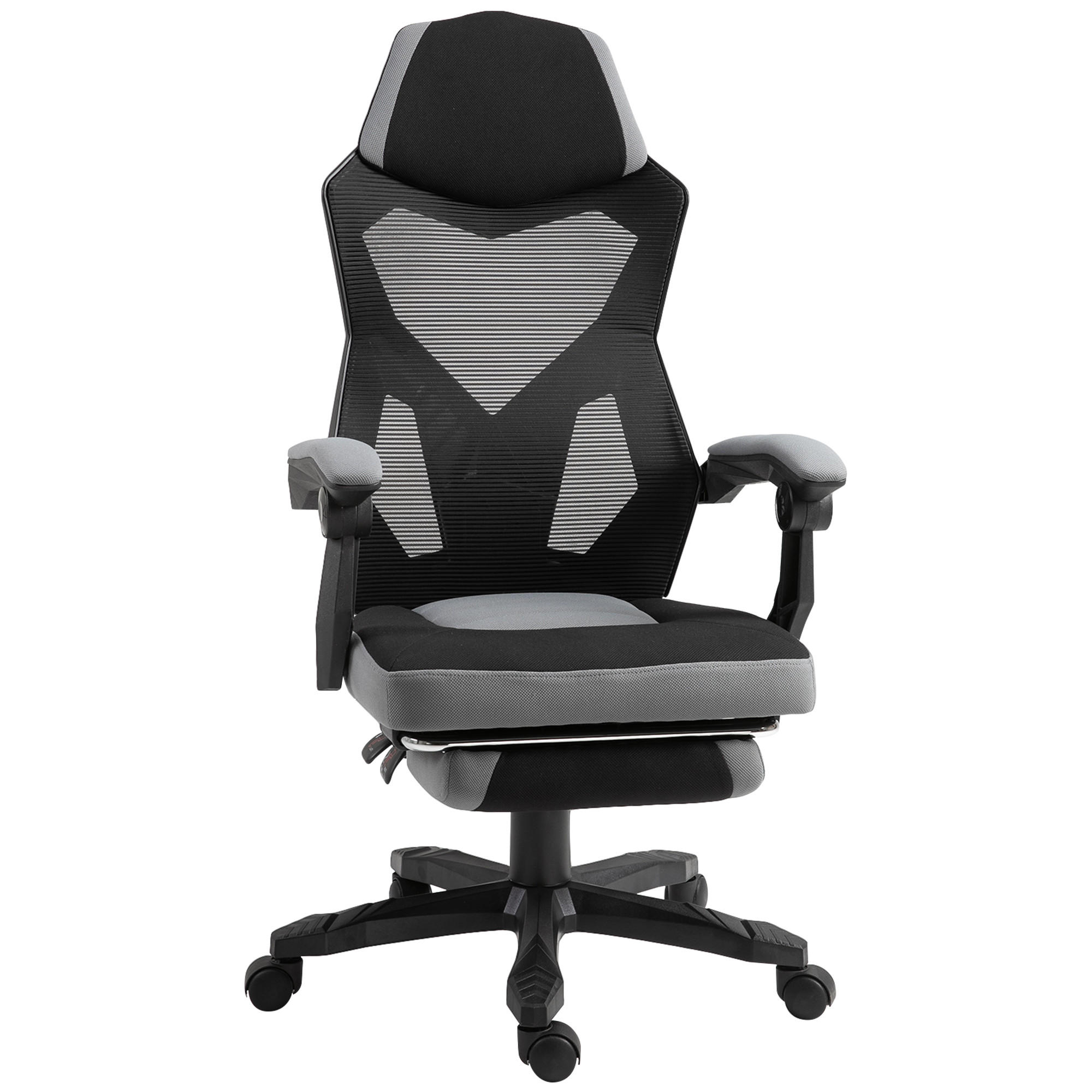 GAMINGSTUHL DE-11667 mit Fußstütze & Mesh Grau/Schwarz - Grau, Metall (160.02/309.88/147.32cm) - ComfortXL