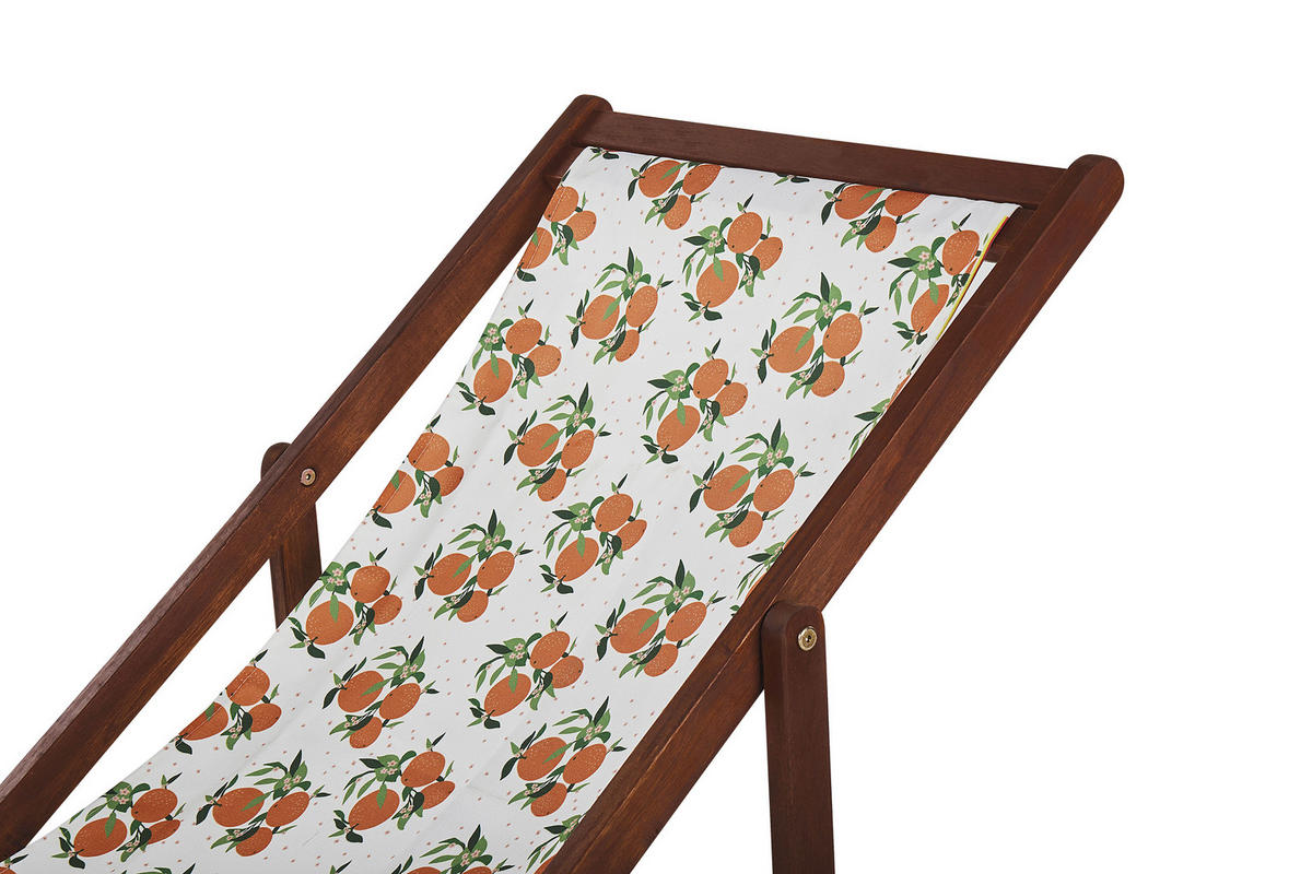 GARTENLIEGE 2er-Set weiß/mehrfarbig Orangenmotiv Anzio - Dunkelbraun/Multicolor, Textil (54/97/97cm) - Beliani