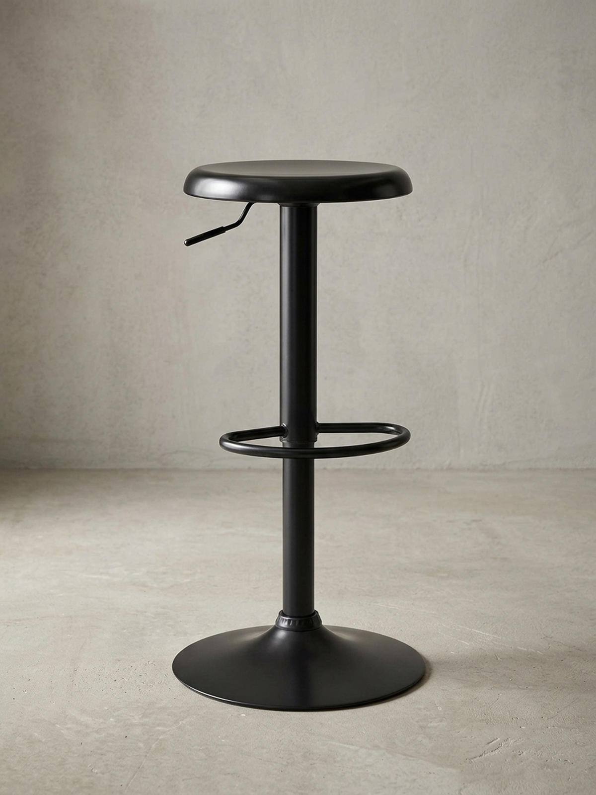 BARHOCKER – Schwarz, höhenverstellbar, mit Fußablage, 40x58–79 cm - Schwarz, Metall (40/79/40cm) - KADIMA DESIGN