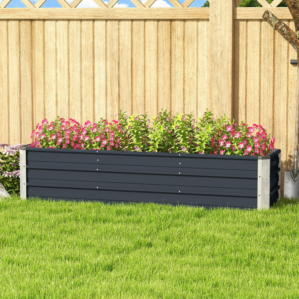 HOCHBEET 183x47x40 cm Stahl dunkelgrau - Grau, Metall (183/40/47cm) - Fortuna Lai