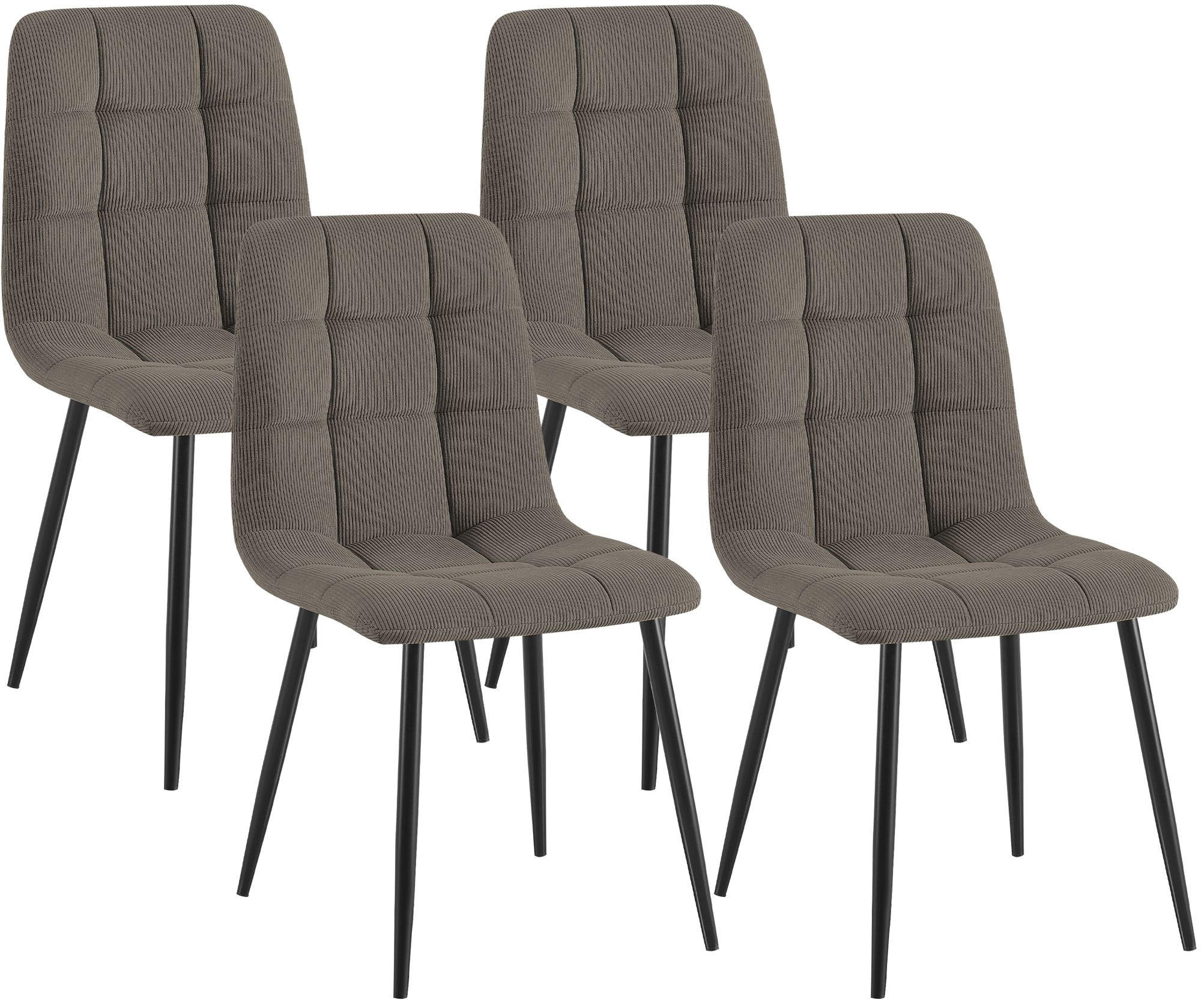 STUHL 4 Cord Taupe - Taupe/Schwarz, Textil/Metall (45/84/55cm) - CLP