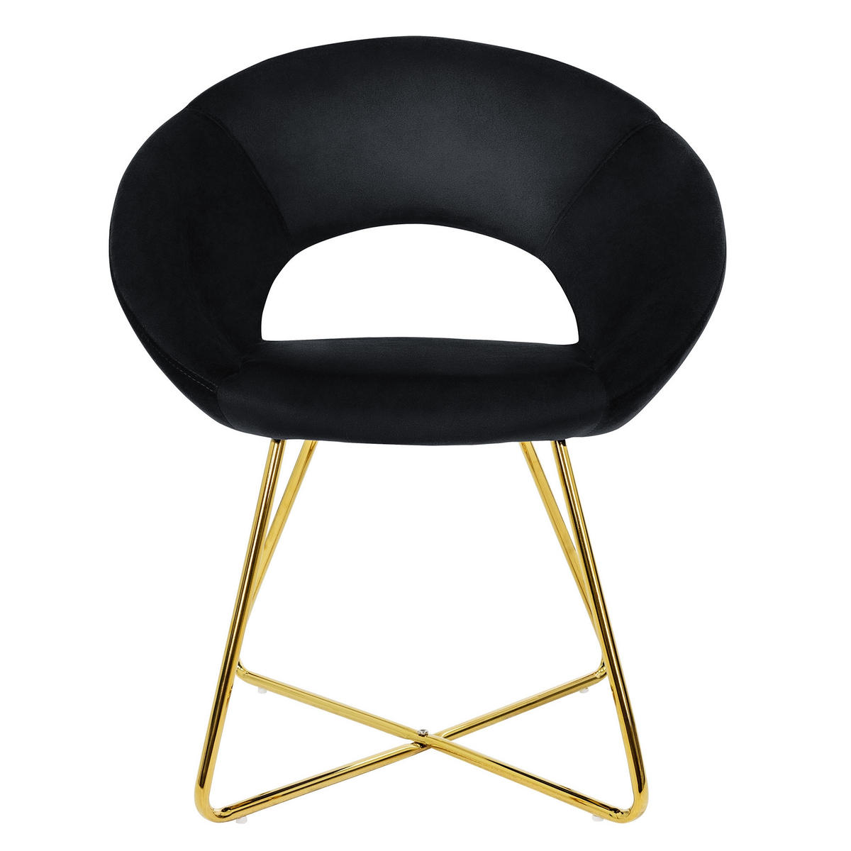 STUHL Samt schwarz 2er Set - Schwarz, Metall (53/77/64cm) - ML-DESIGN