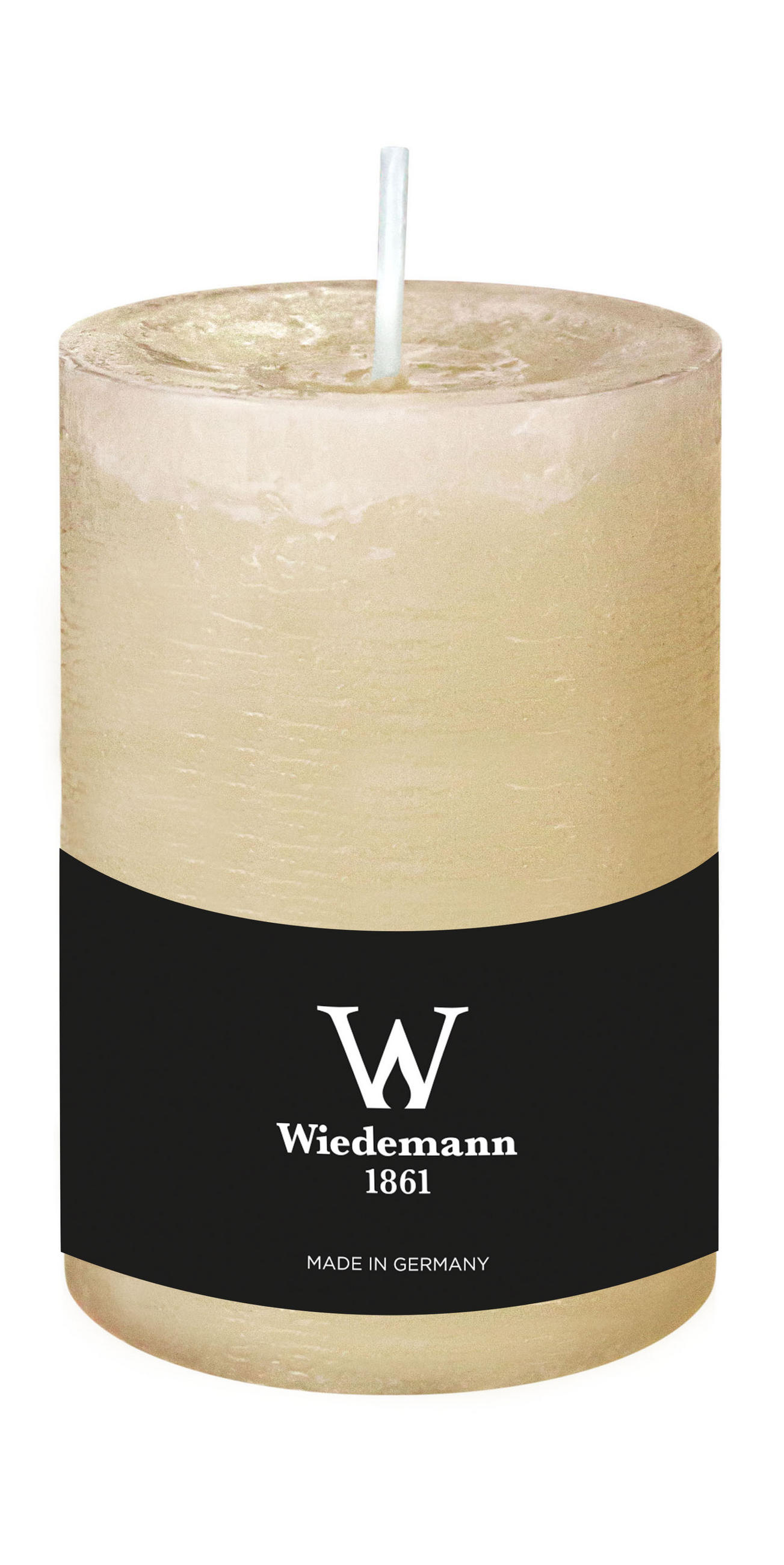 STUMPENKERZE Rustik Marble Style Bisquit 130 x Ø 78 mm, 1 Stück - Beige, Paraffin (13cm) - Wiedemann Kerzen