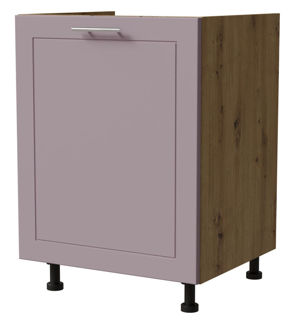 SPÜLENUNTERSCHRANK Bari D1Z/60 Eiche Artisan / RAL 4009 pastellviolett 60 / 50 / 82cm REJS Vollauszug - Violett/Eiche Artisan, Holz/Holzwerkstoff (60/82/50cm) - Feldmann-Wohnen