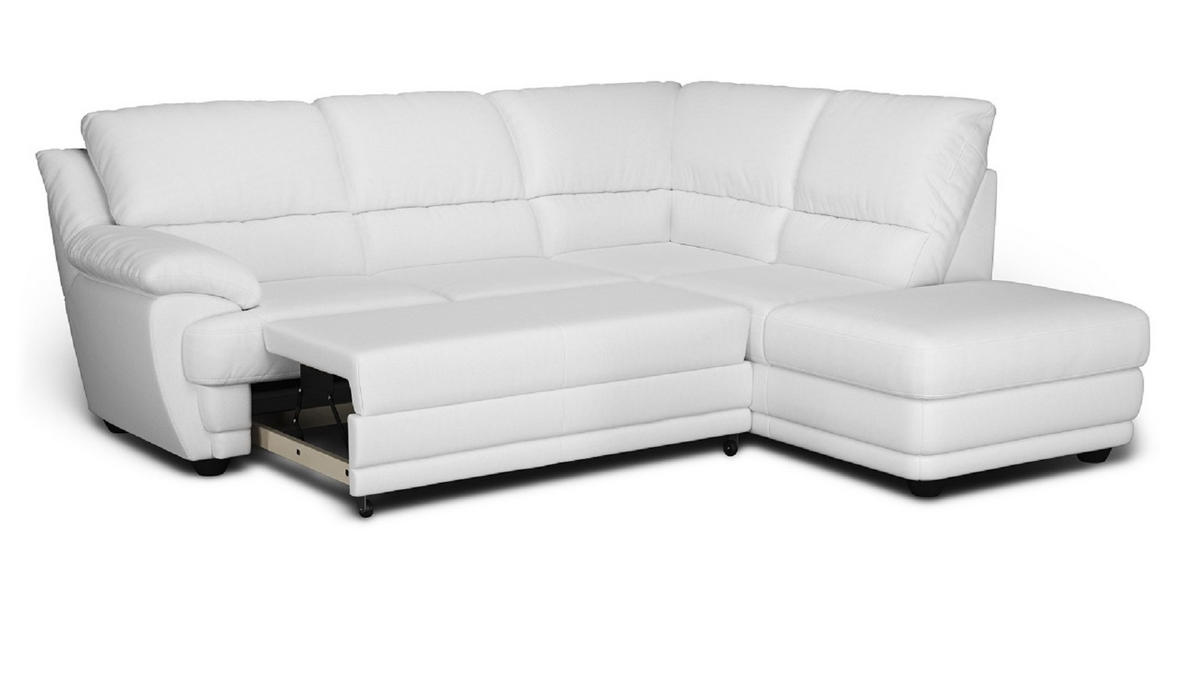 ECKSOFA mit Schlaffunktion - Schwarz/Weiß, Kunststoff/Textil (222/245cm) - Cotta