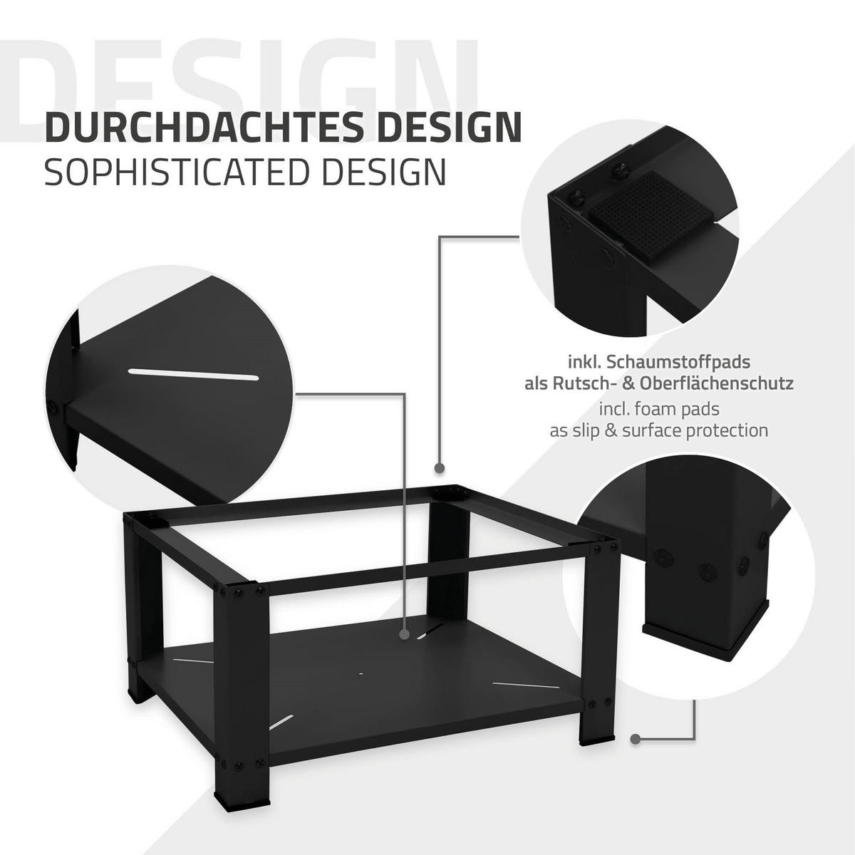 PODSTAVEC PRO PRAČKU s odkládací plochou 63x54 cm, černý, z oceli - černá, kov (54/32/63cm) - ML-DESIGN