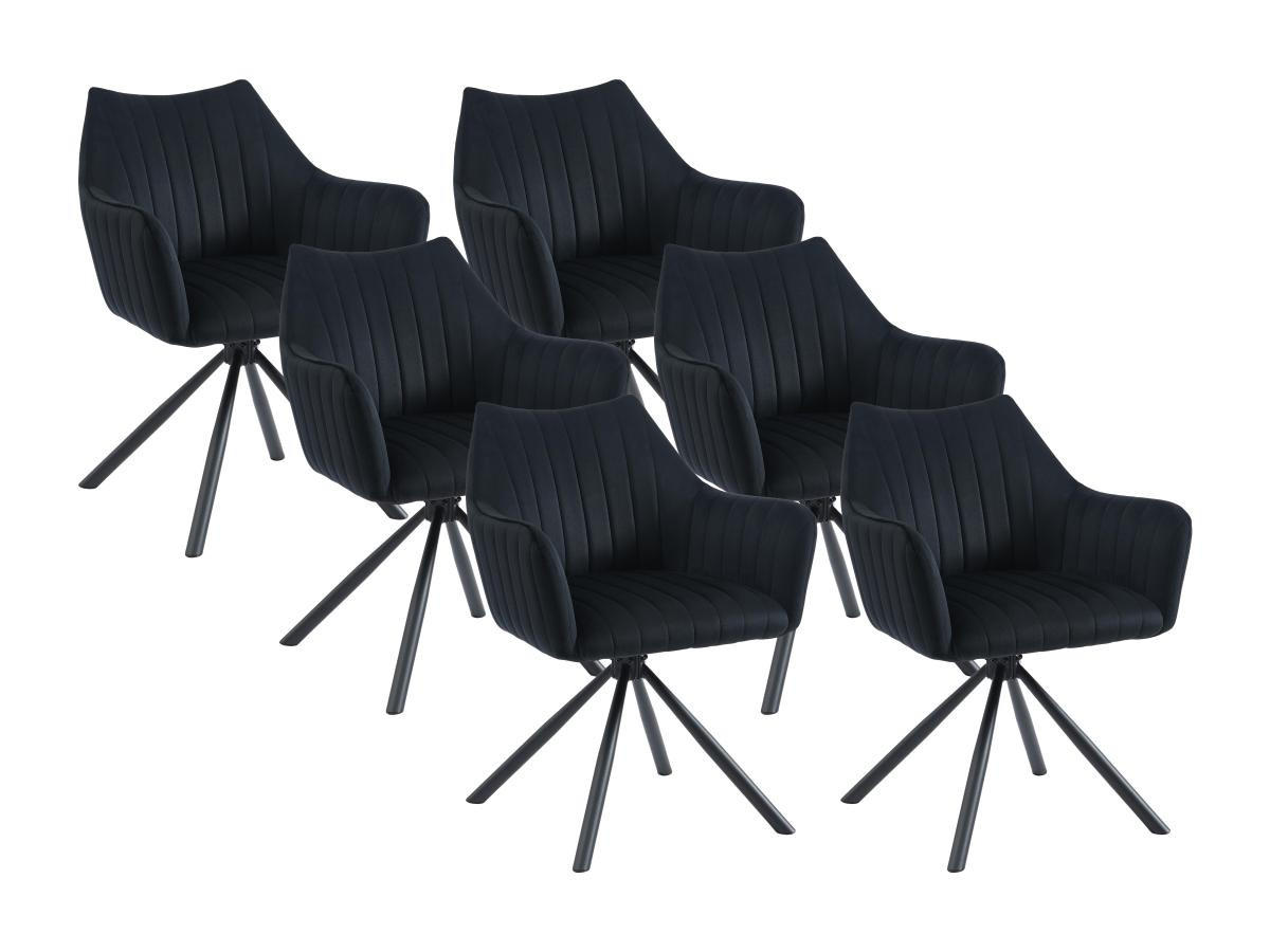 STUHL mit Armlehnen 6er-Set - Samt & Metall - Schwarz - IZIALI - Schwarz, Textil (60/83.5/60cm) - Vente-Unique