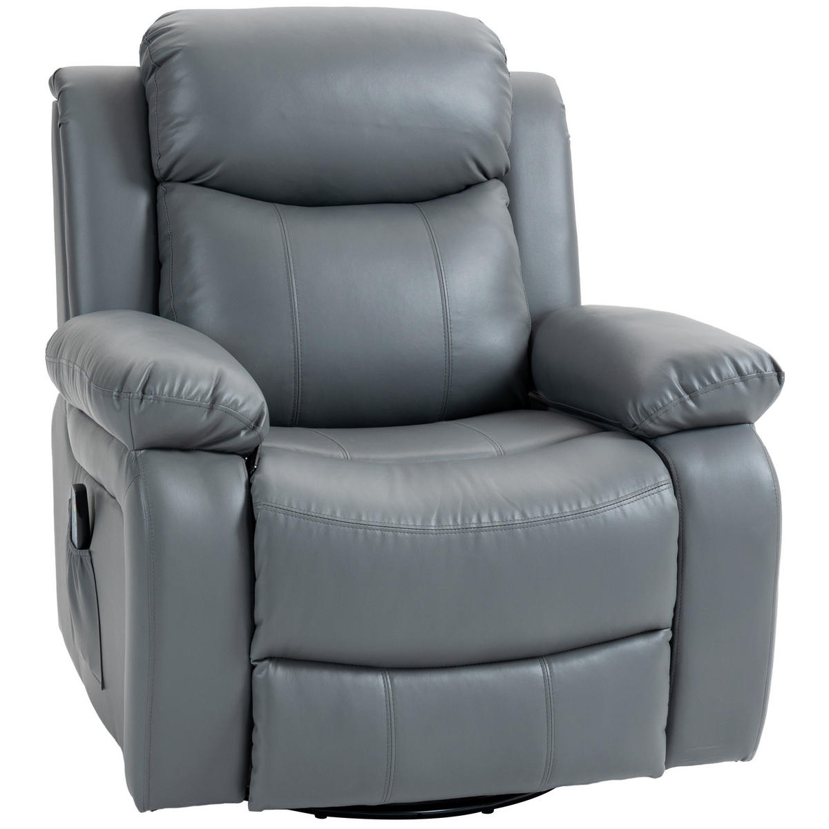 MASSAGESESSEL Drehbarer Relaxsessel mit 8 Vibrationsköpfen Liegefunktion Grau - Schwarz/Grau, Leder/Metall (90/101/93cm) - HOMCOM